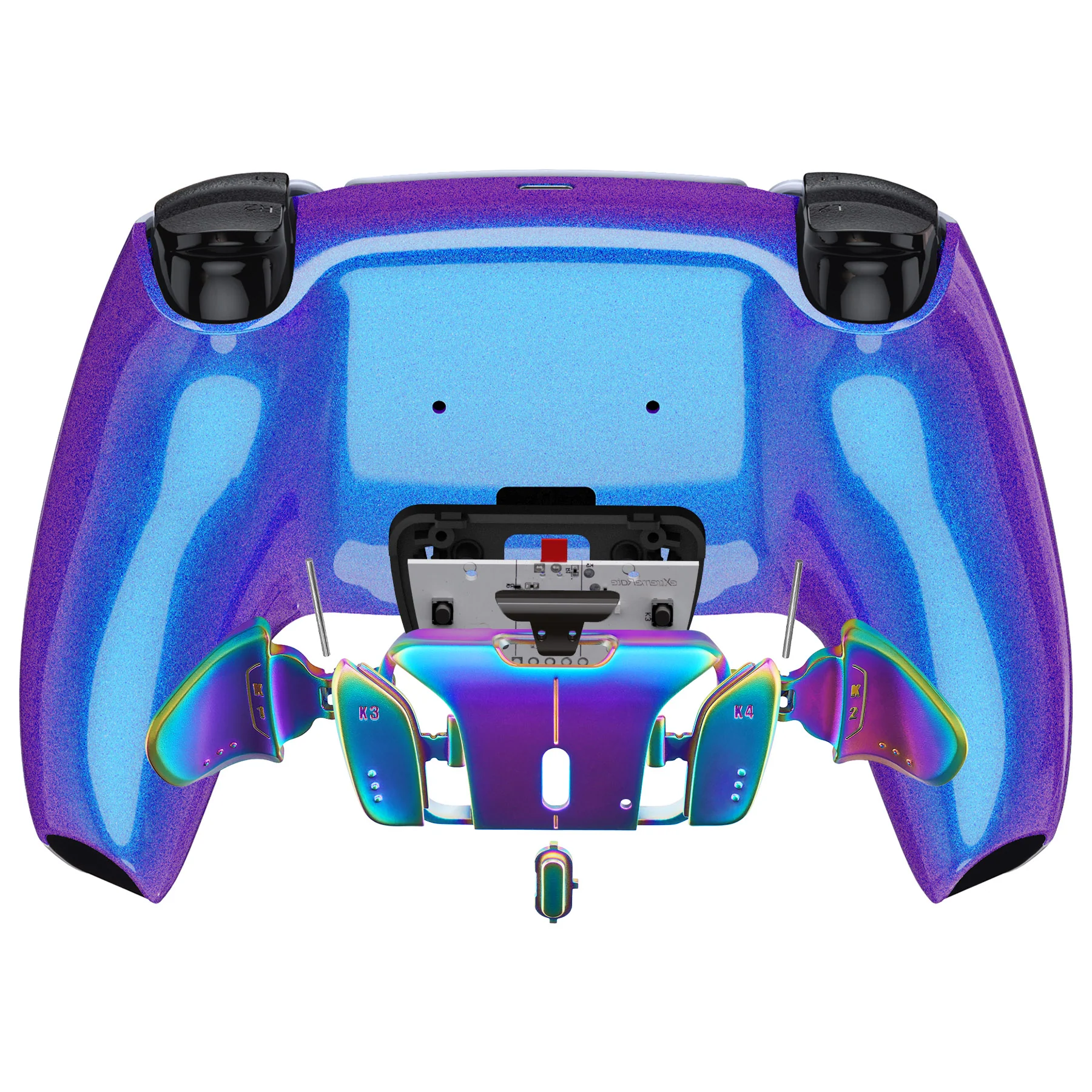 eXtremeRate Rainbow Aura Blue & Purple Real Metal Buttons (RMB) Version RISE4 V3 Remap Kit for PS5 Controller BDM-030/040/050 - Chameleon Purple Blue - Image 7
