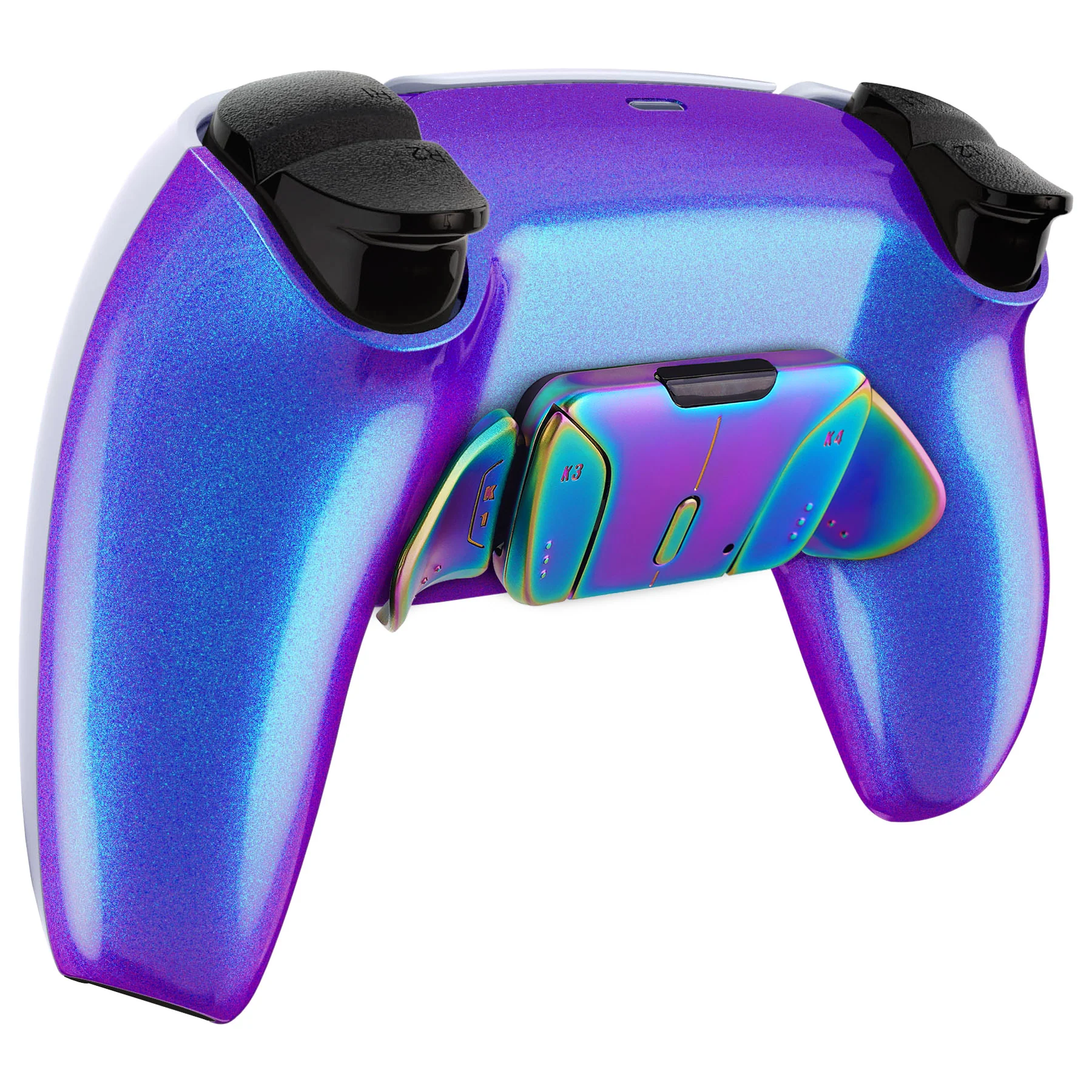 eXtremeRate Rainbow Aura Blue & Purple Real Metal Buttons (RMB) Version RISE4 V3 Remap Kit for PS5 Controller BDM-030/040/050 - Chameleon Purple Blue - Image 9