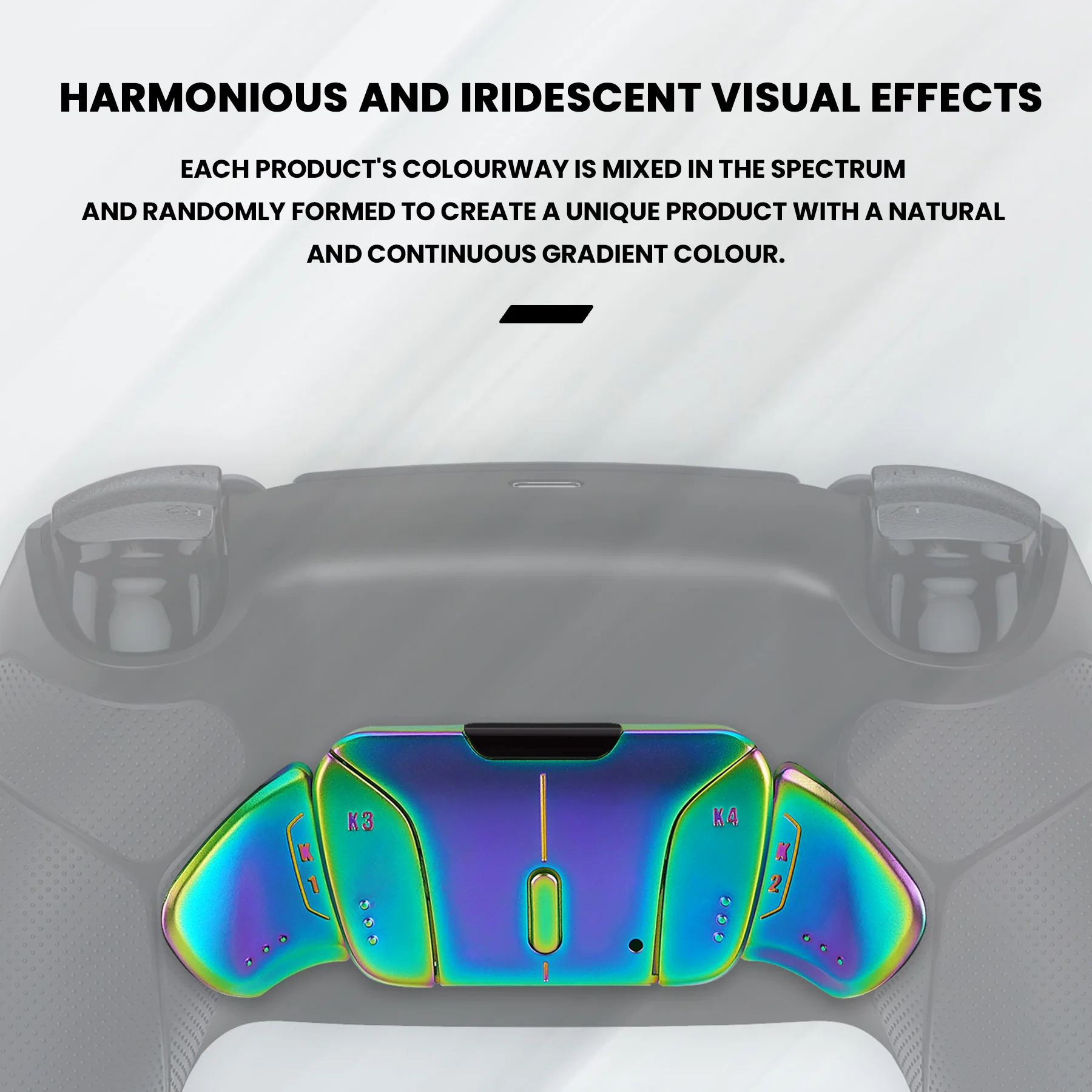 eXtremeRate Rainbow Aura Blue & Purple Real Metal Buttons (RMB) Version RISE4 V3 Remap Kit for PS5 Controller BDM-030/040/050 - Rubberized Black - Image 9