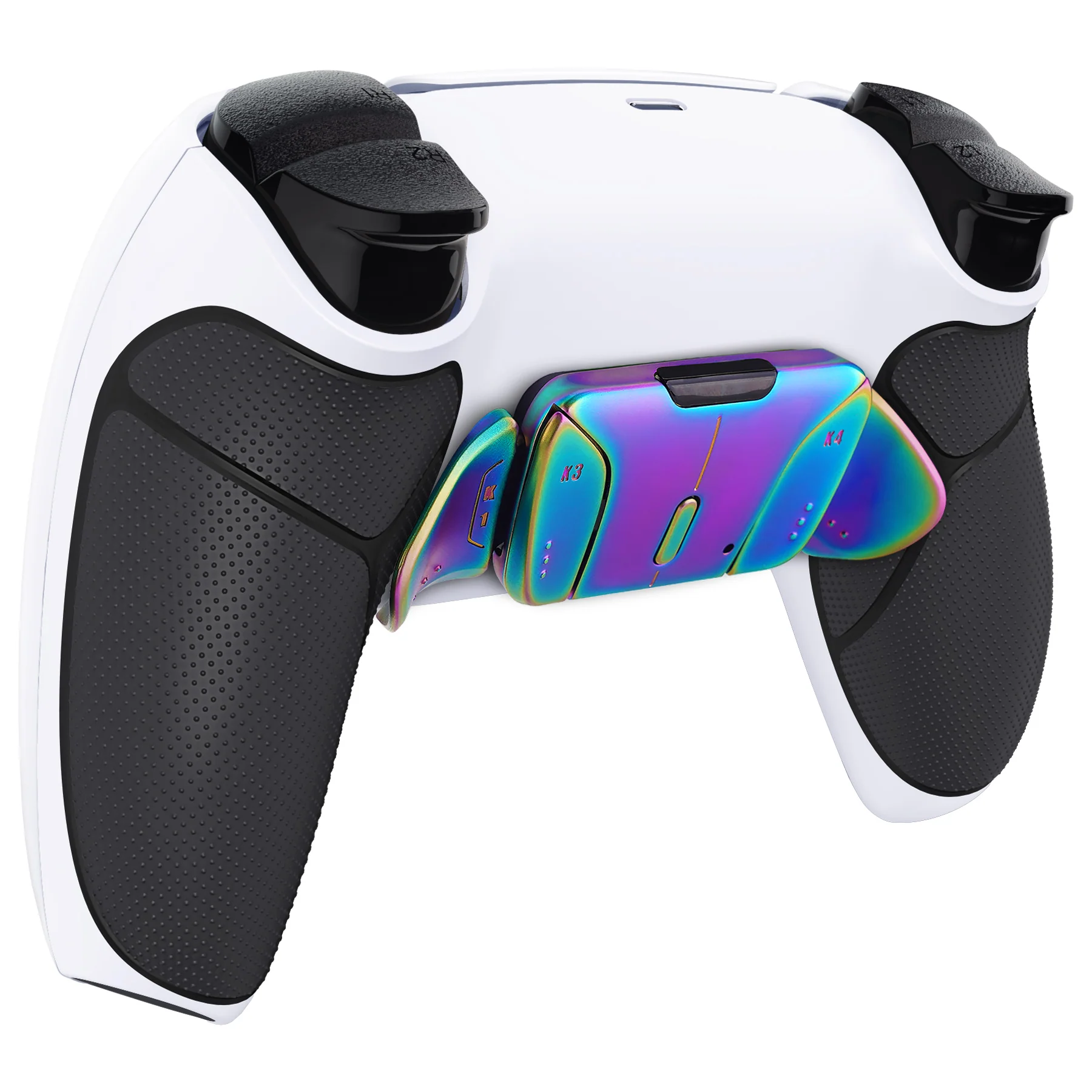 eXtremeRate Rainbow Aura Blue & Purple Real Metal Buttons (RMB) Version RISE4 V3 Remap Kit for PS5 Controller BDM-030/040/050 - Rubberized White Black - Image 9