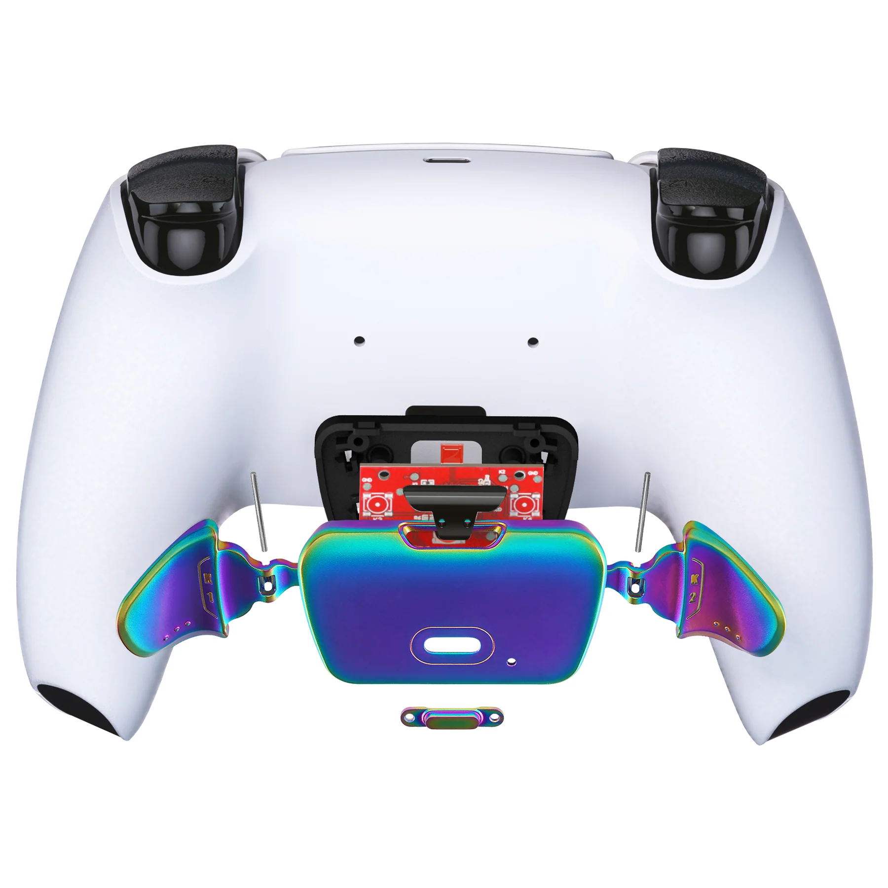 eXtremeRate Real Metal Buttons (RMB) Version Redesigned K1 K2 Back Buttons & Remap PCB Board for eXtremerate RISE Remap Kit, Compatible with PS5 Controller - Metallic Rainbow Aura Blue & Purple - Image 4