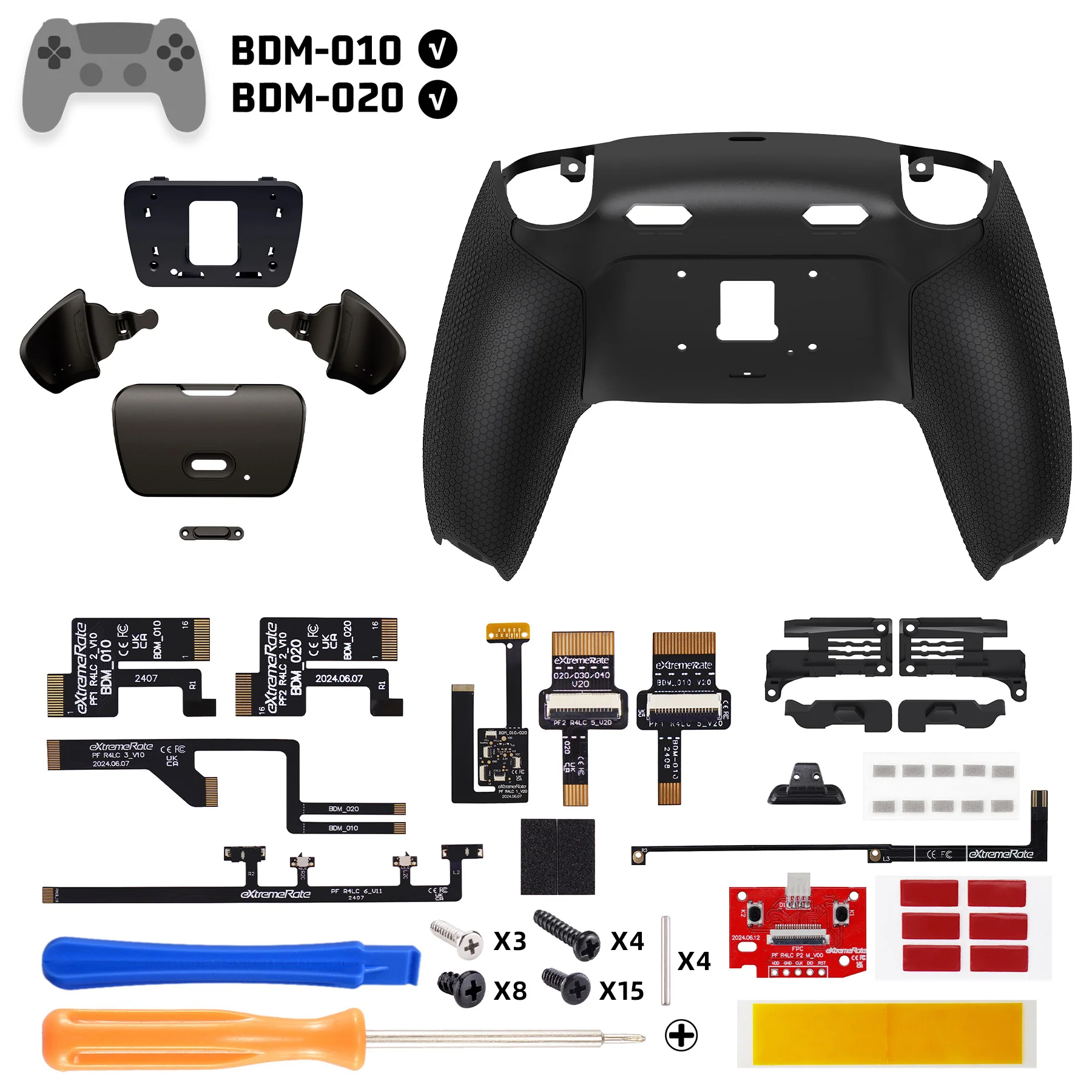 eXtremeRate Real Metal Buttons (RMB) Version RISE Plus MAX Back Paddles Kit with Clicky Trigger Stops & Rubberized Grip for PS5 Controller BDM-010/020 - Black - Image 2