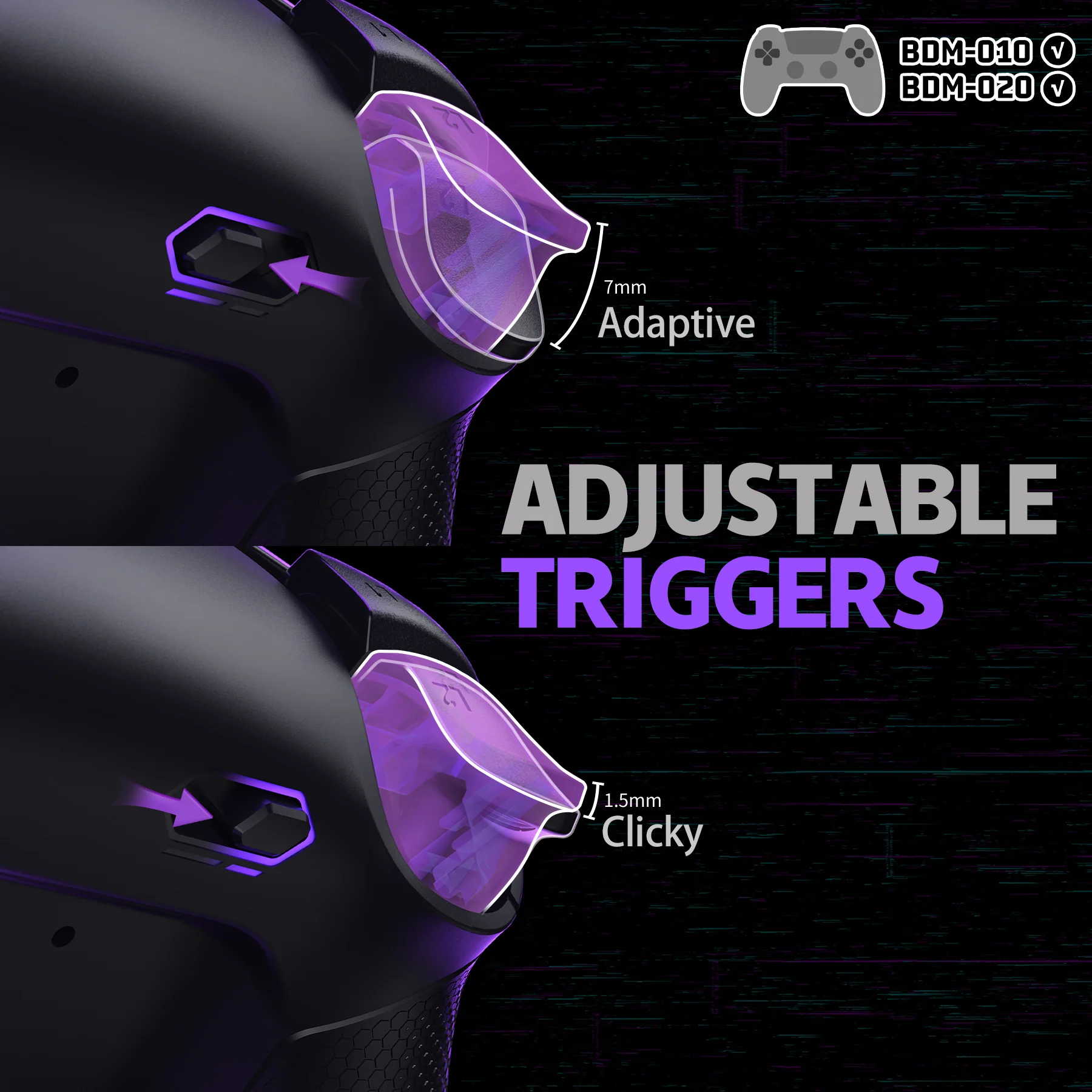 eXtremeRate Real Metal Buttons (RMB) Version RISE Plus MAX Back Paddles Kit with Clicky Trigger Stops & Rubberized Grip for PS5 Controller BDM-010/020 - Black - Image 6