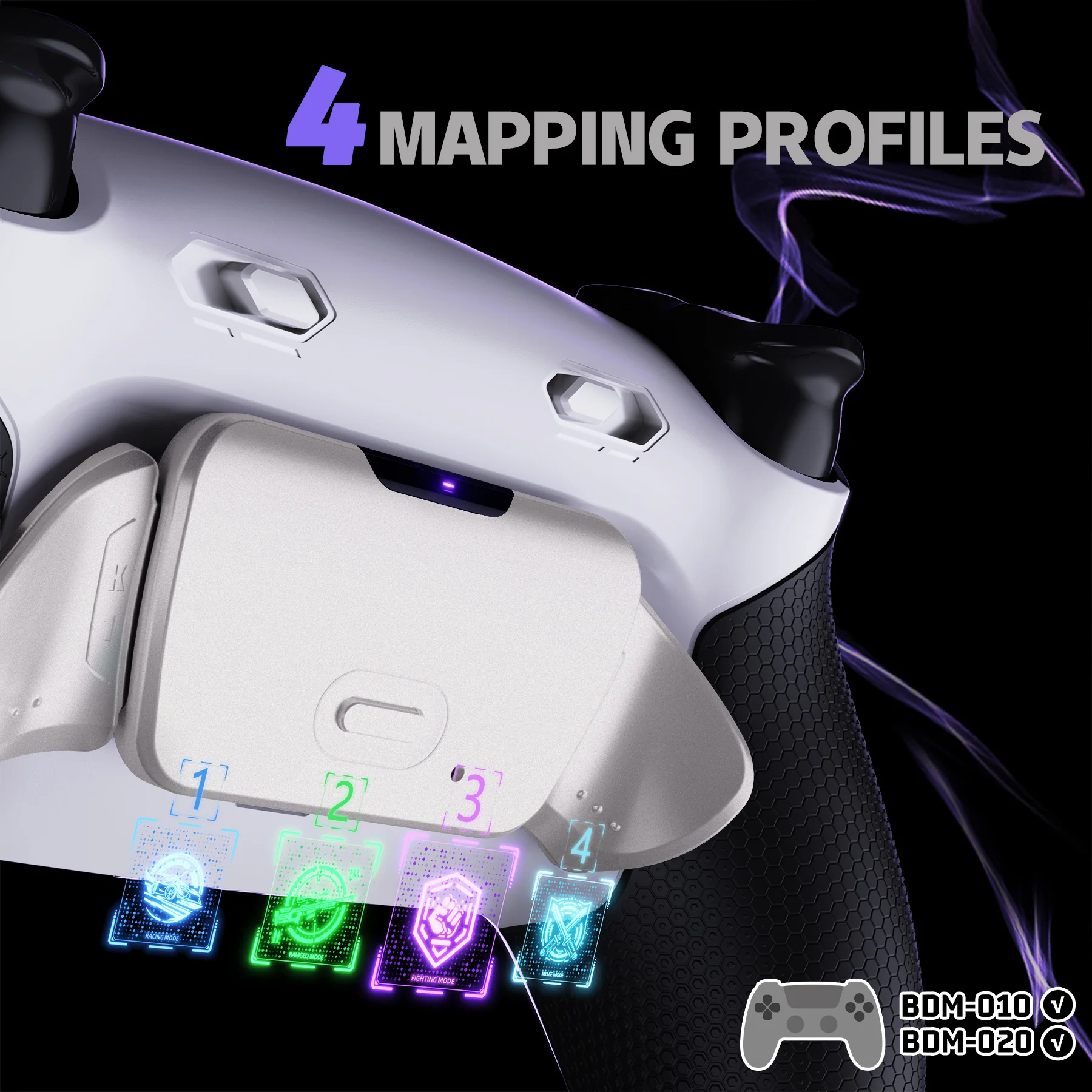eXtremeRate Real Metal Buttons (RMB) Version RISE Plus MAX Back Paddles Kit with Clicky Trigger Stops & Rubberized Grip for PS5 Controller BDM-010/020 - White Black - Silver - Image 7