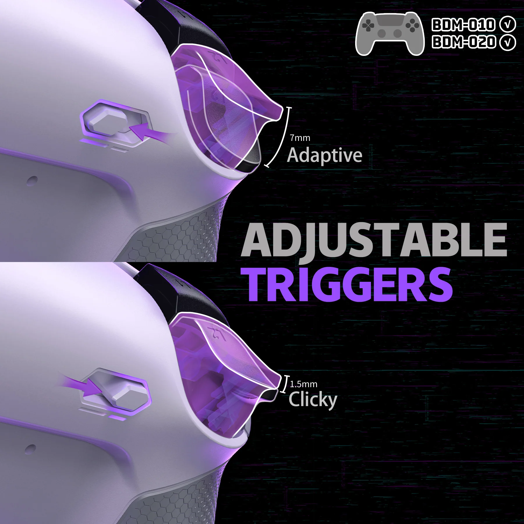 eXtremeRate Real Metal Buttons (RMB) Version RISE Plus MAX Back Paddles Kit with Clicky Trigger Stops & Rubberized Grip for PS5 Controller BDM-010/020 - White Gray - Silver - Image 6