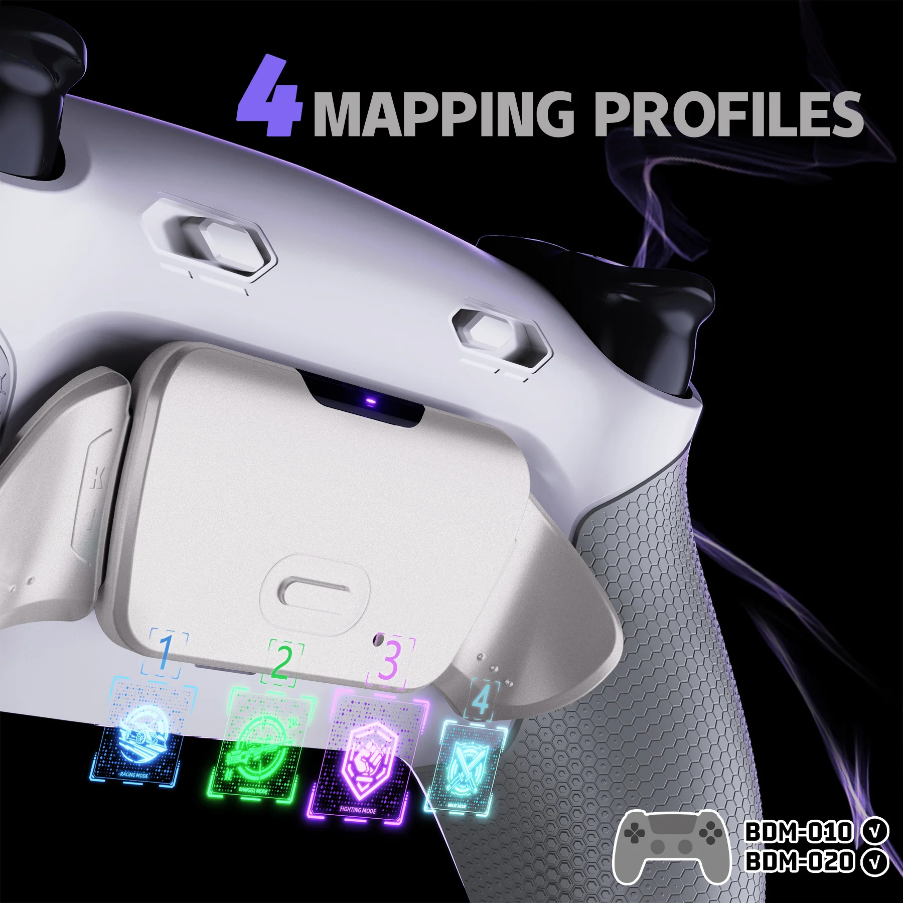 eXtremeRate Real Metal Buttons (RMB) Version RISE Plus MAX Back Paddles Kit with Clicky Trigger Stops & Rubberized Grip for PS5 Controller BDM-010/020 - White Gray - Silver - Image 7
