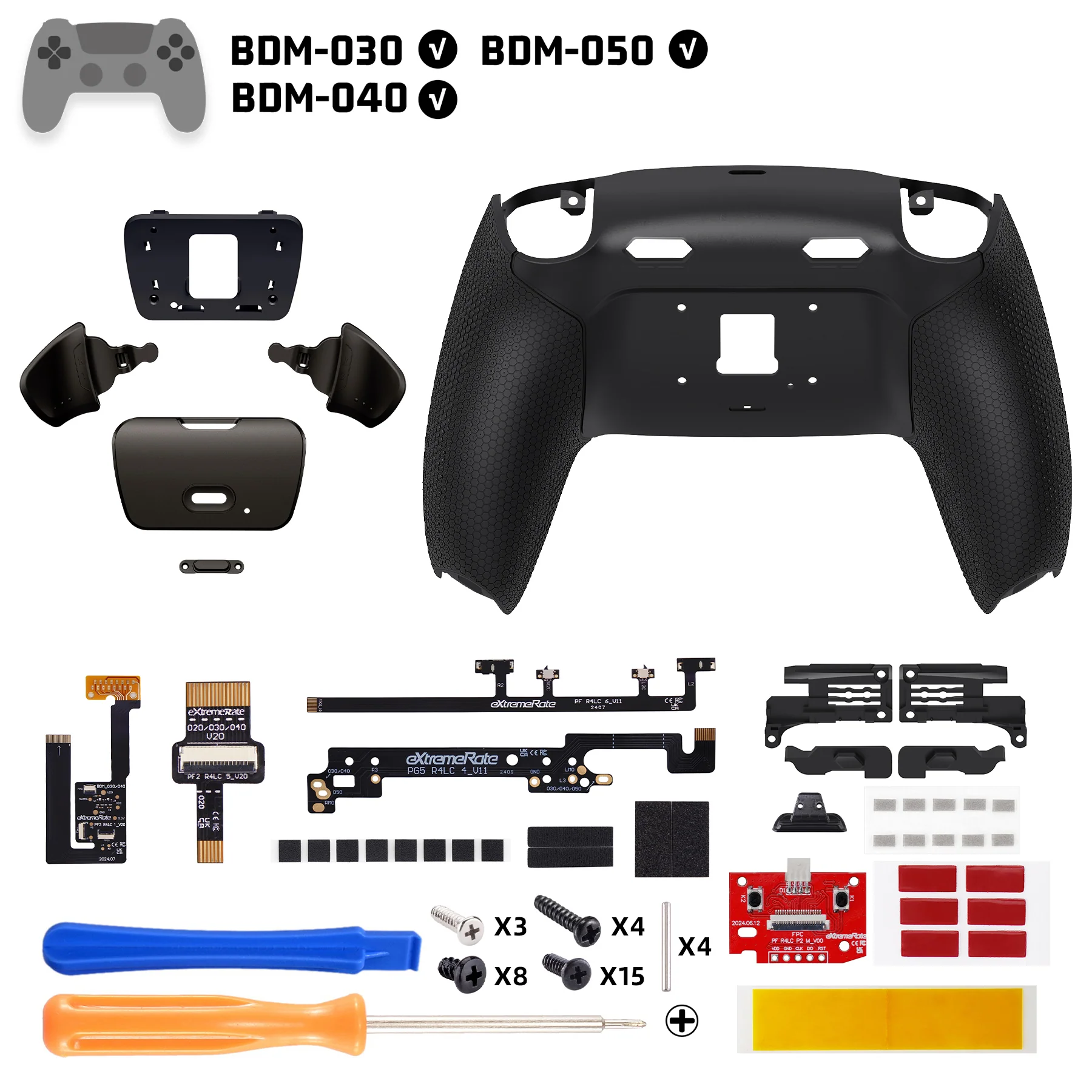 eXtremeRate Real Metal Buttons (RMB) Version RISE Plus MAX Back Paddles Kit with Clicky Trigger Stops & Rubberized Grip for PS5 Controller BDM-030/040/050 - Black - Image 2