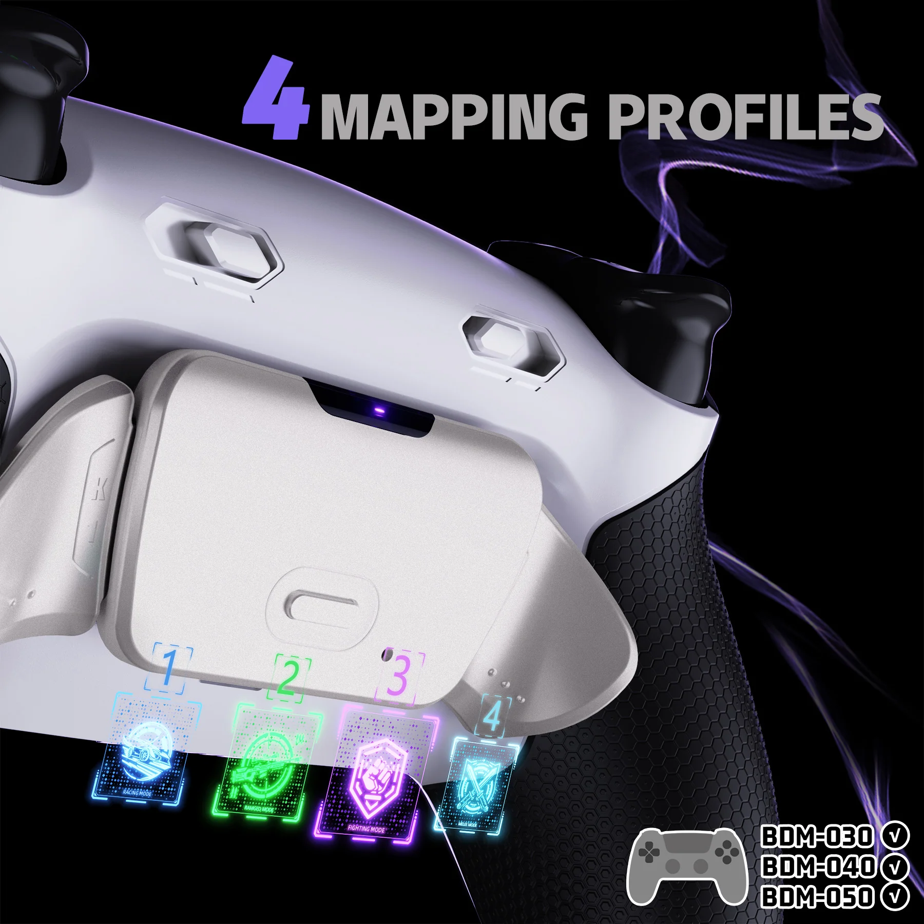 eXtremeRate Real Metal Buttons (RMB) Version RISE Plus MAX Back Paddles Kit with Clicky Trigger Stops & Rubberized Grip for PS5 Controller BDM-030/040/050 - White Black - Silver - Image 7