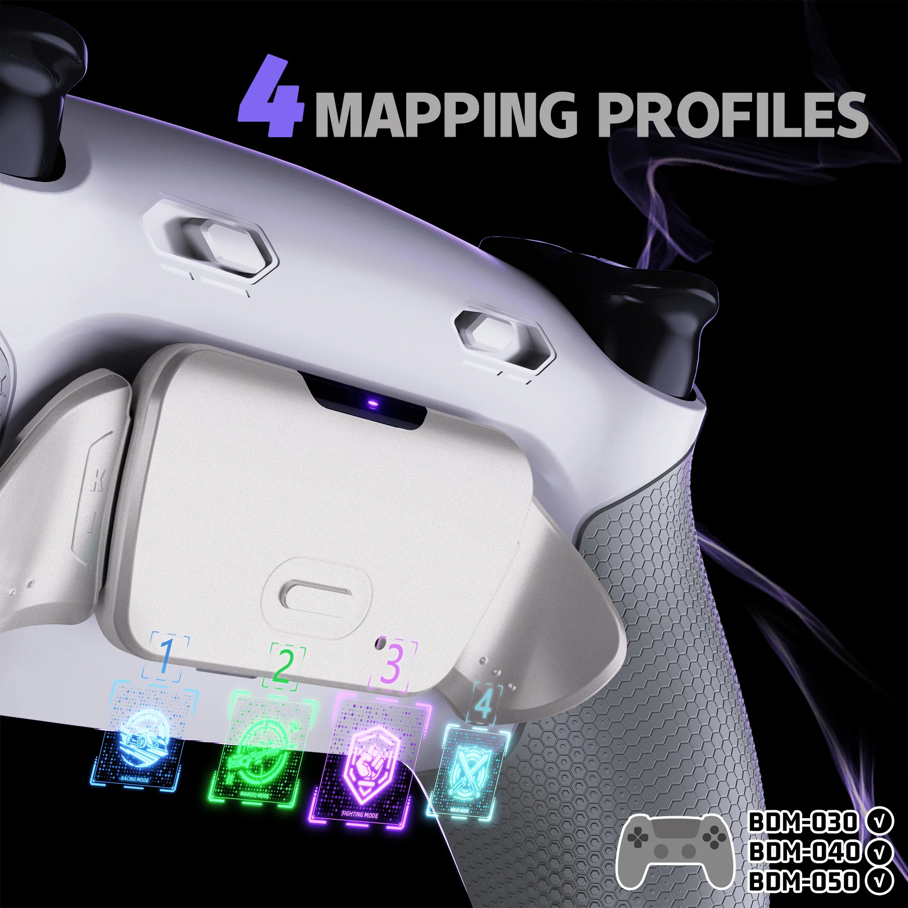 eXtremeRate Real Metal Buttons (RMB) Version RISE Plus MAX Back Paddles Kit with Clicky Trigger Stops & Rubberized Grip for PS5 Controller BDM-030/040/050 - White Gray - Silver - Image 7