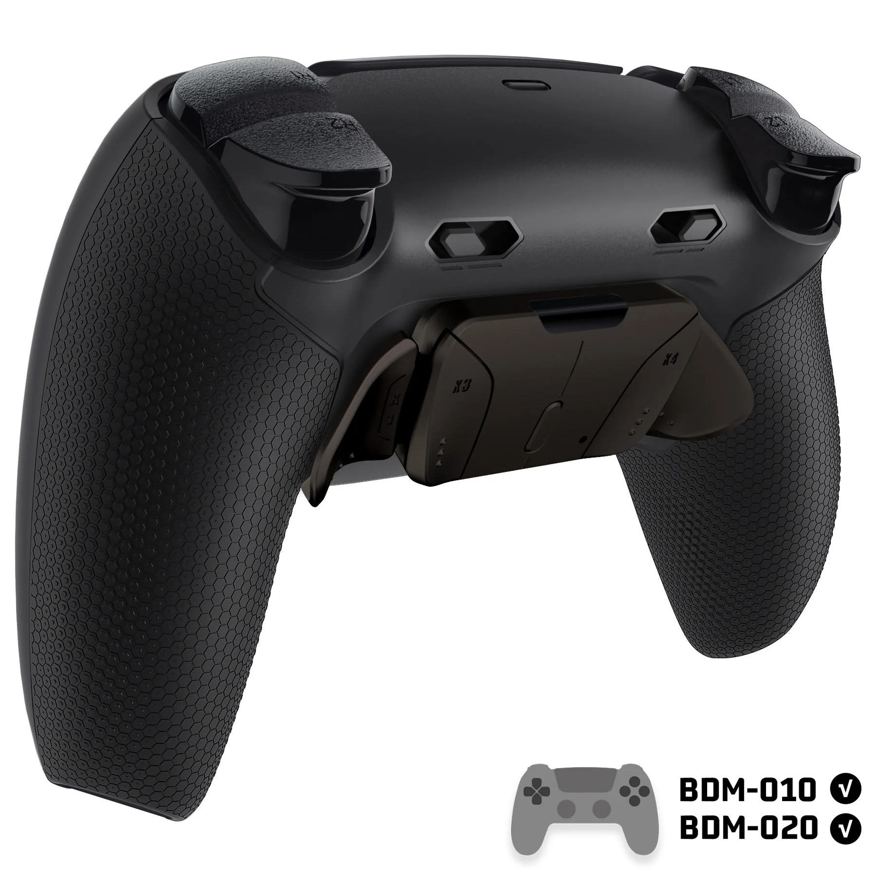 eXtremeRate Real Metal Buttons (RMB) Version RISE4 Plus MAX Back Paddles Kit with Clicky Trigger Stops & Rubberized Grip for PS5 Controller BDM-010/020 - Black - Image 4