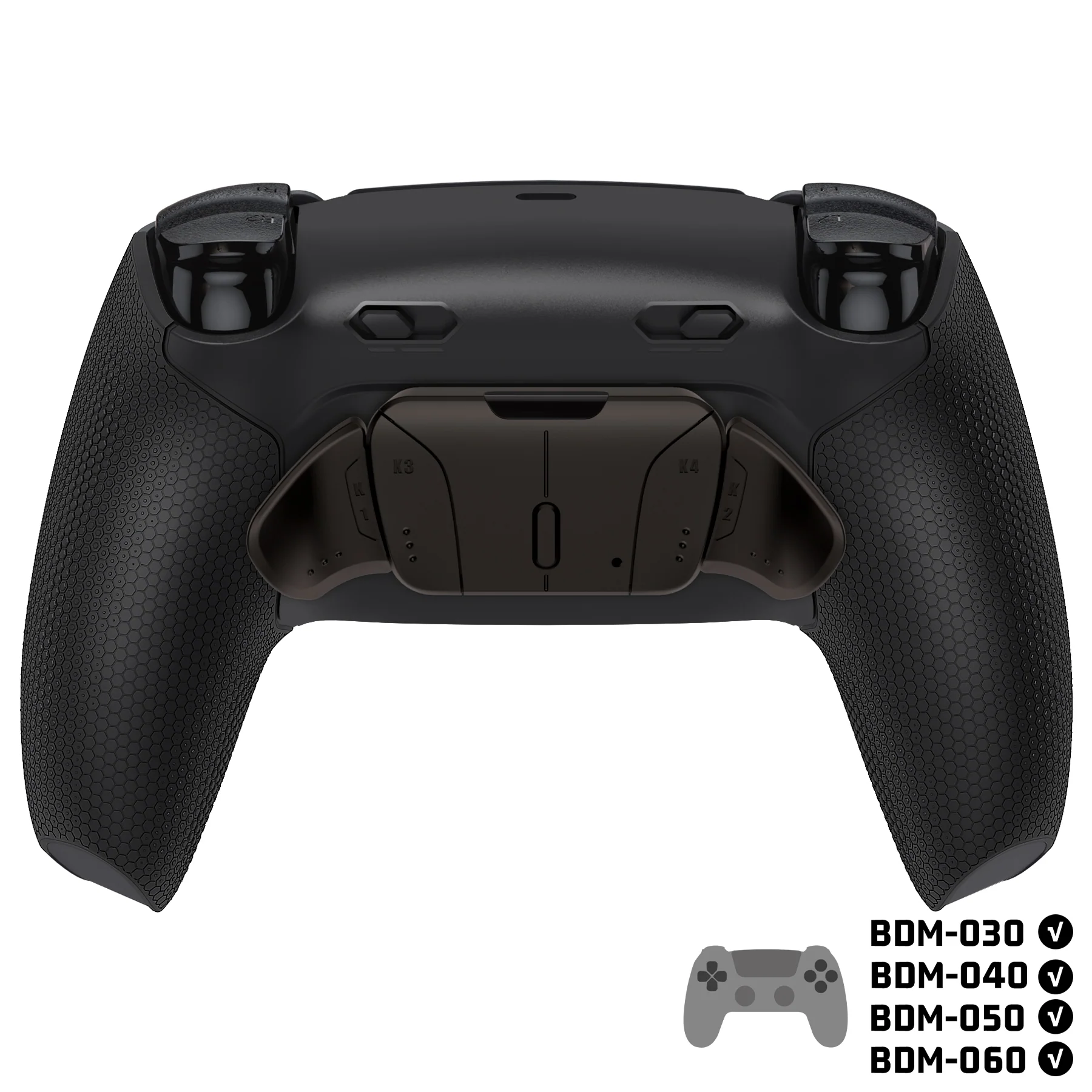 eXtremeRate Real Metal Buttons (RMB) Version RISE4 Plus MAX Back Paddles Kit with Clicky Trigger Stops & Rubberized Grip for PS5 Controller BDM-030/040/050/060 - Black - Image 4
