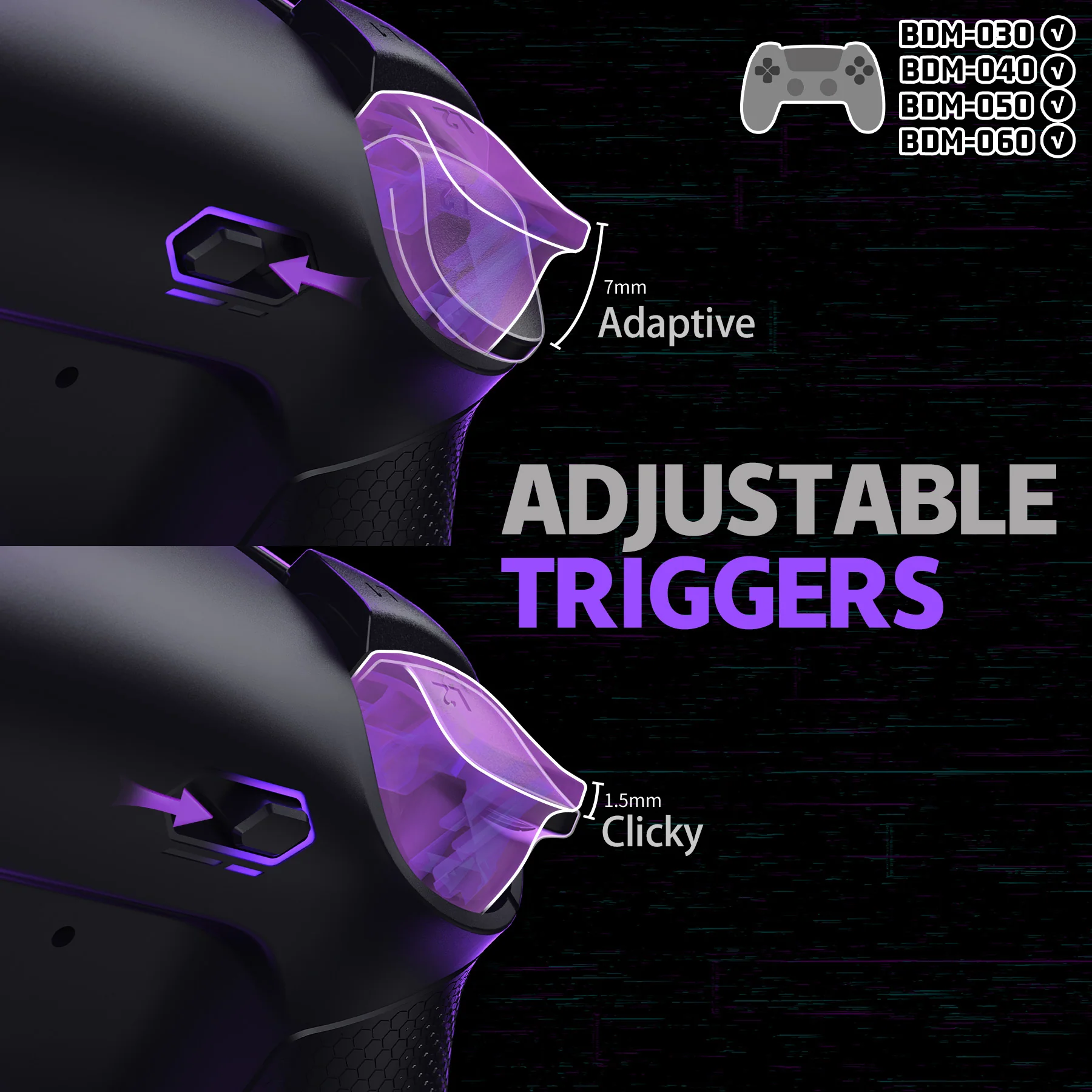 eXtremeRate Real Metal Buttons (RMB) Version RISE4 Plus MAX Back Paddles Kit with Clicky Trigger Stops & Rubberized Grip for PS5 Controller BDM-030/040/050/060 - Black - Image 6