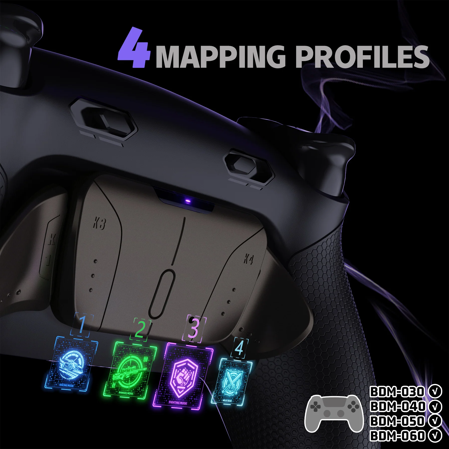 eXtremeRate Real Metal Buttons (RMB) Version RISE4 Plus MAX Back Paddles Kit with Clicky Trigger Stops & Rubberized Grip for PS5 Controller BDM-030/040/050/060 - Black - Image 7