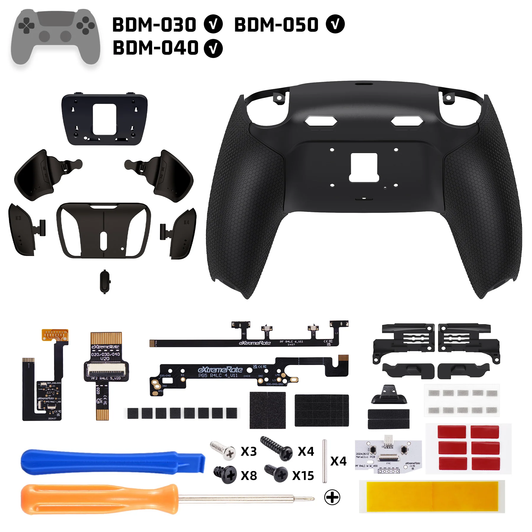 eXtremeRate Real Metal Buttons (RMB) Version RISE4 Plus MAX Back Paddles Kit with Clicky Trigger Stops & Rubberized Grip for PS5 Controller BDM-030/040/050 - Black - Image 2