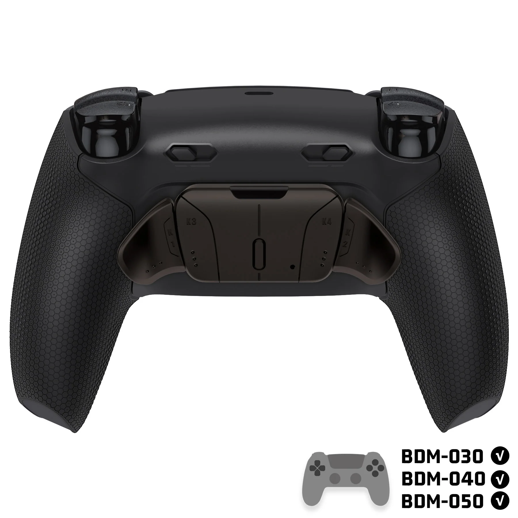 eXtremeRate Real Metal Buttons (RMB) Version RISE4 Plus MAX Back Paddles Kit with Clicky Trigger Stops & Rubberized Grip for PS5 Controller BDM-030/040/050 - Black - Image 4