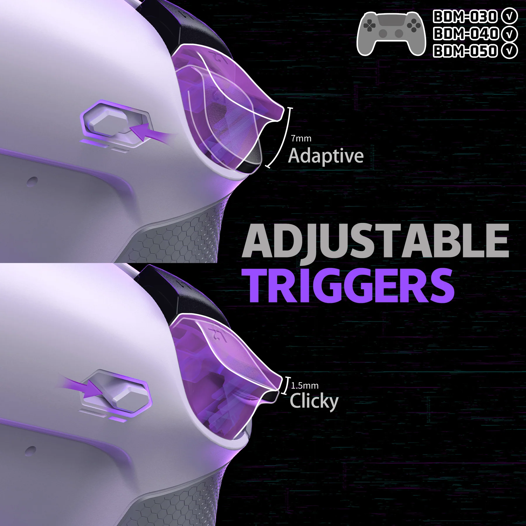 eXtremeRate Real Metal Buttons (RMB) Version RISE4 Plus MAX Back Paddles Kit with Clicky Trigger Stops & Rubberized Grip for PS5 Controller BDM-030/040/050 - White Gray - Silver - Image 6