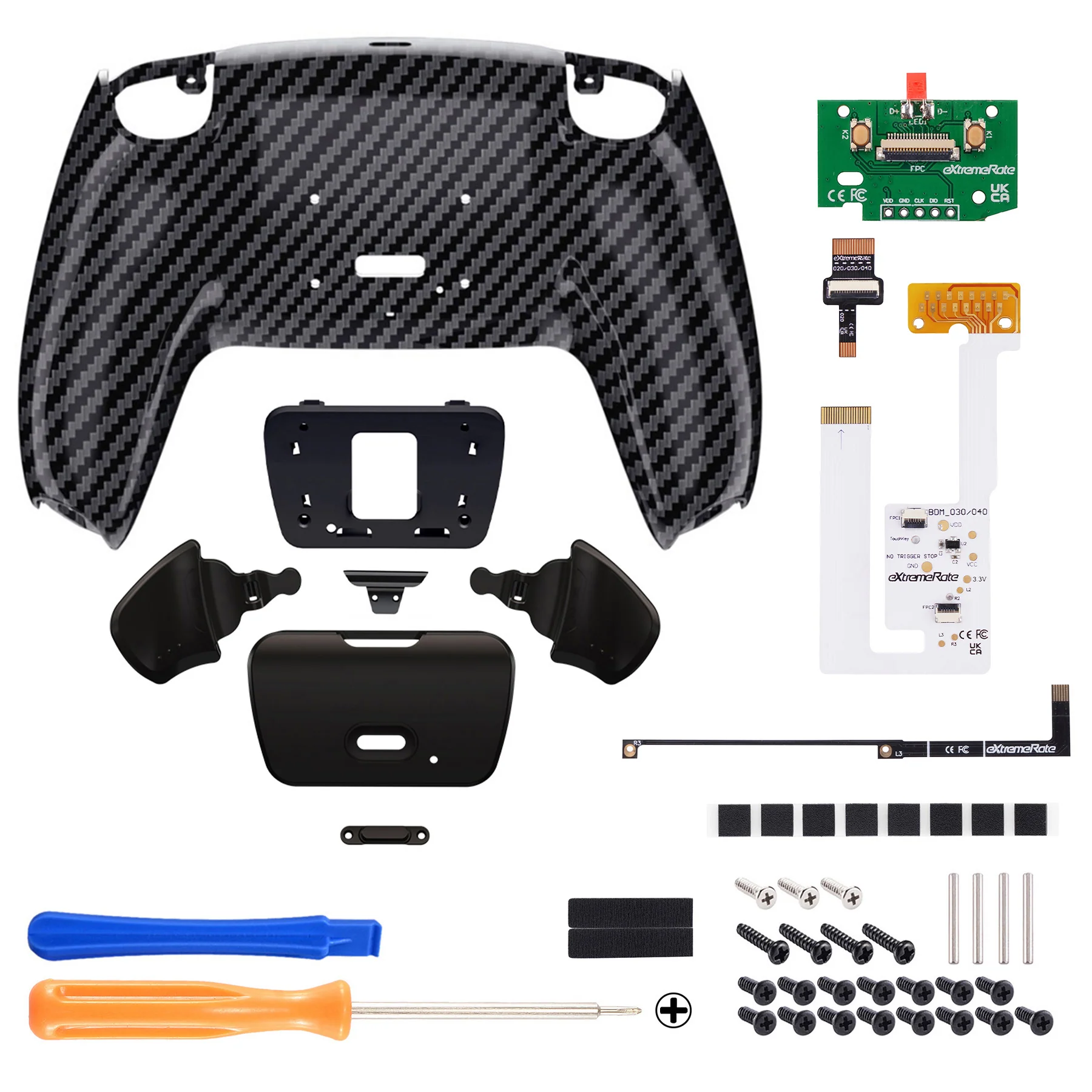 eXtremeRate Remappable RISE V3 Remap Kit for PS5 Controller BDM-030/040/050 - Graphite Carbon Fiber - Image 2