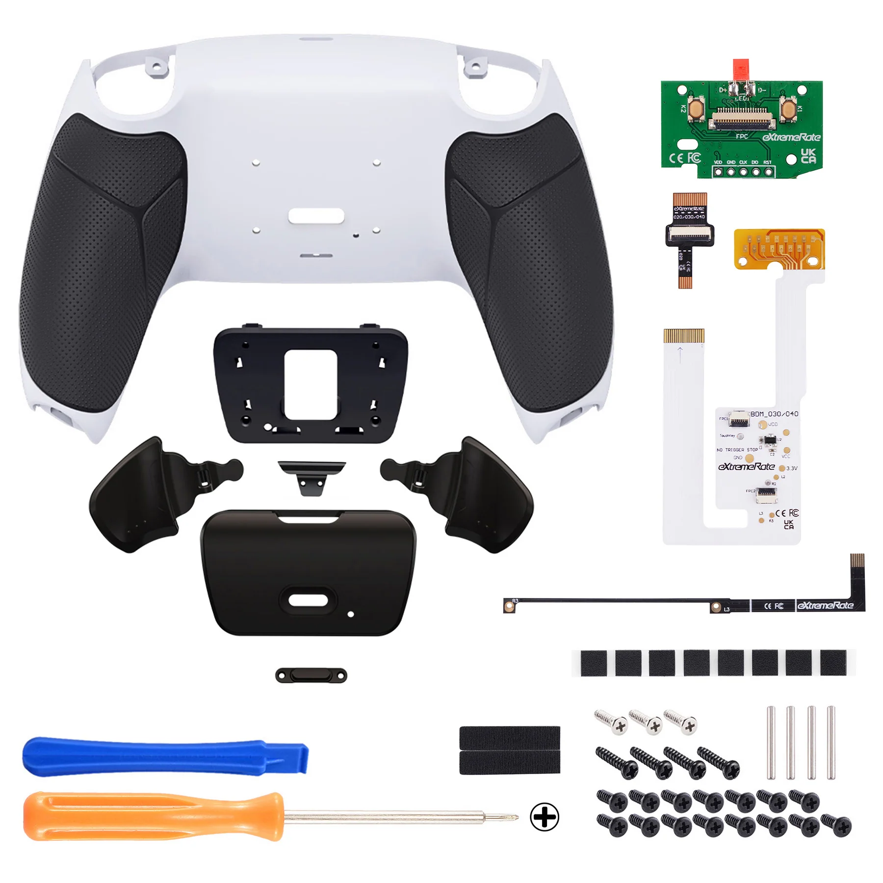 eXtremeRate Remappable RISE V3 Remap Kit for PS5 Controller BDM-030/040/050 - Rubberized Black Grip with Black Back Paddles - Image 2