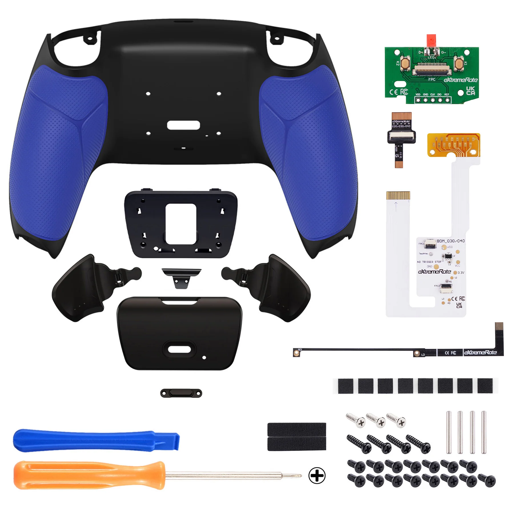eXtremeRate Remappable RISE V3 Remap Kit for PS5 Controller BDM-030/040/050 - Rubberized Blue - Image 2