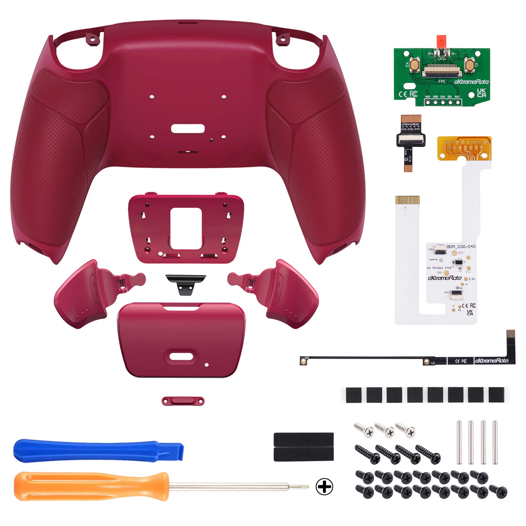 eXtremeRate Remappable RISE V3 Remap Kit for PS5 Controller BDM-030/040/050 - Rubberized Cosmic Red - Image 2