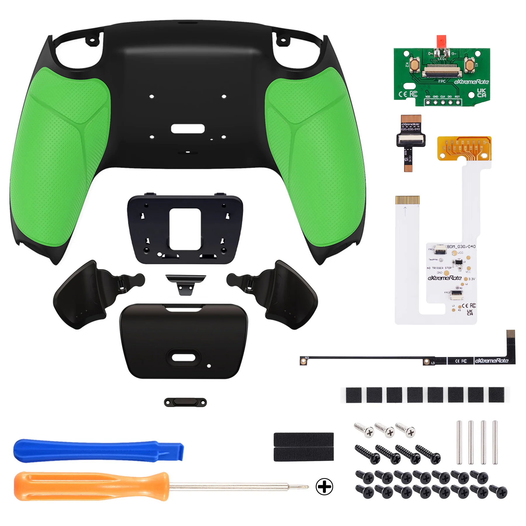 eXtremeRate Remappable RISE V3 Remap Kit for PS5 Controller BDM-030/040/050 - Rubberized Green - Image 2