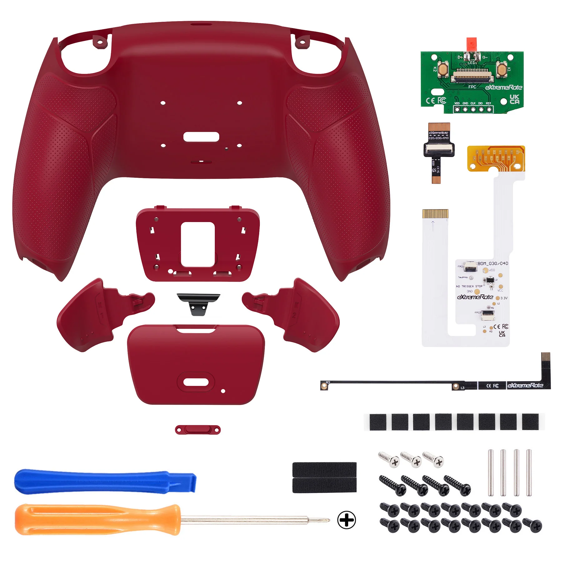 eXtremeRate Remappable RISE V3 Remap Kit for PS5 Controller BDM-030/040/050 - Rubberized Volcanic Red - Image 2