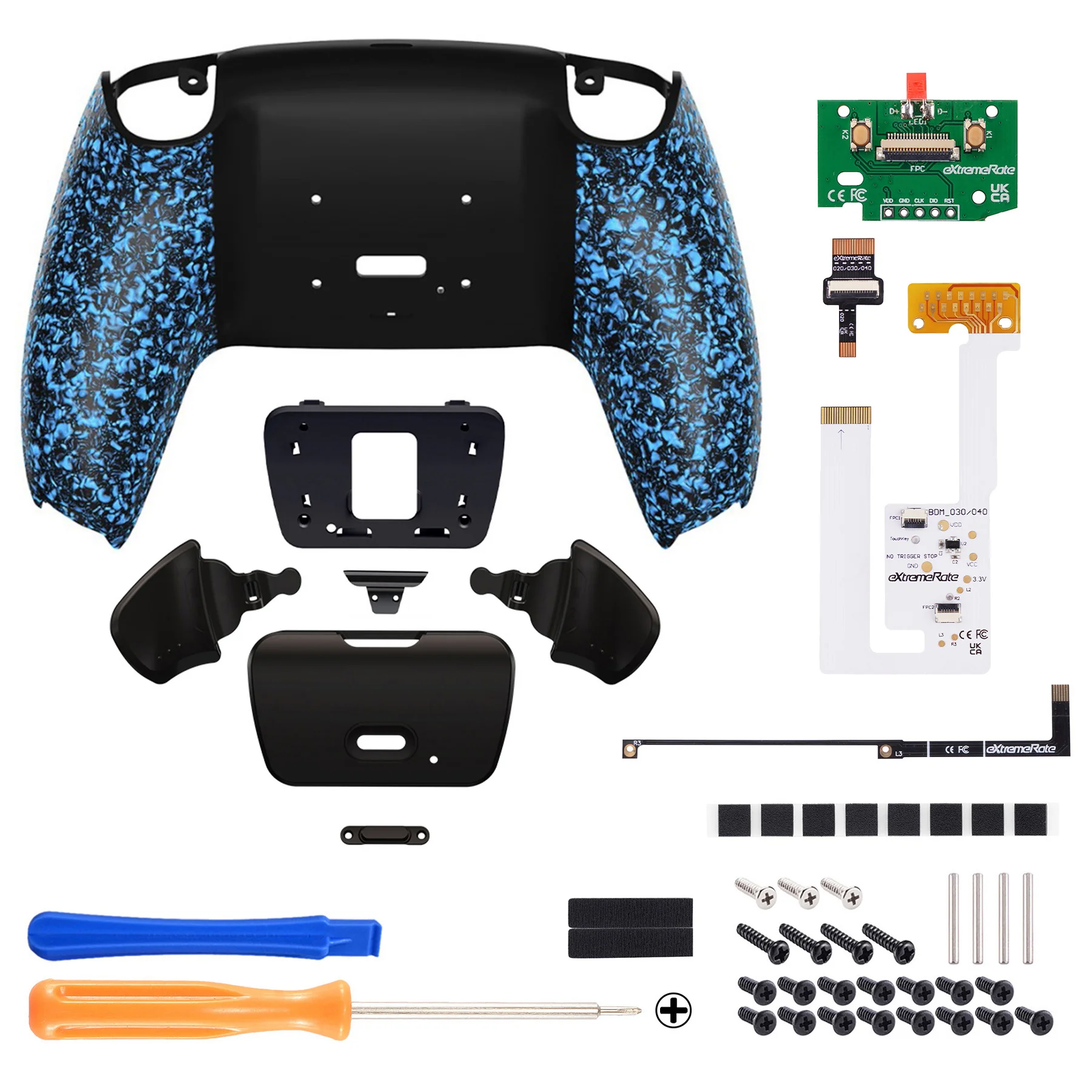eXtremeRate Remappable RISE V3 Remap Kit for PS5 Controller BDM-030/040/050 - Textured Blue - Image 2