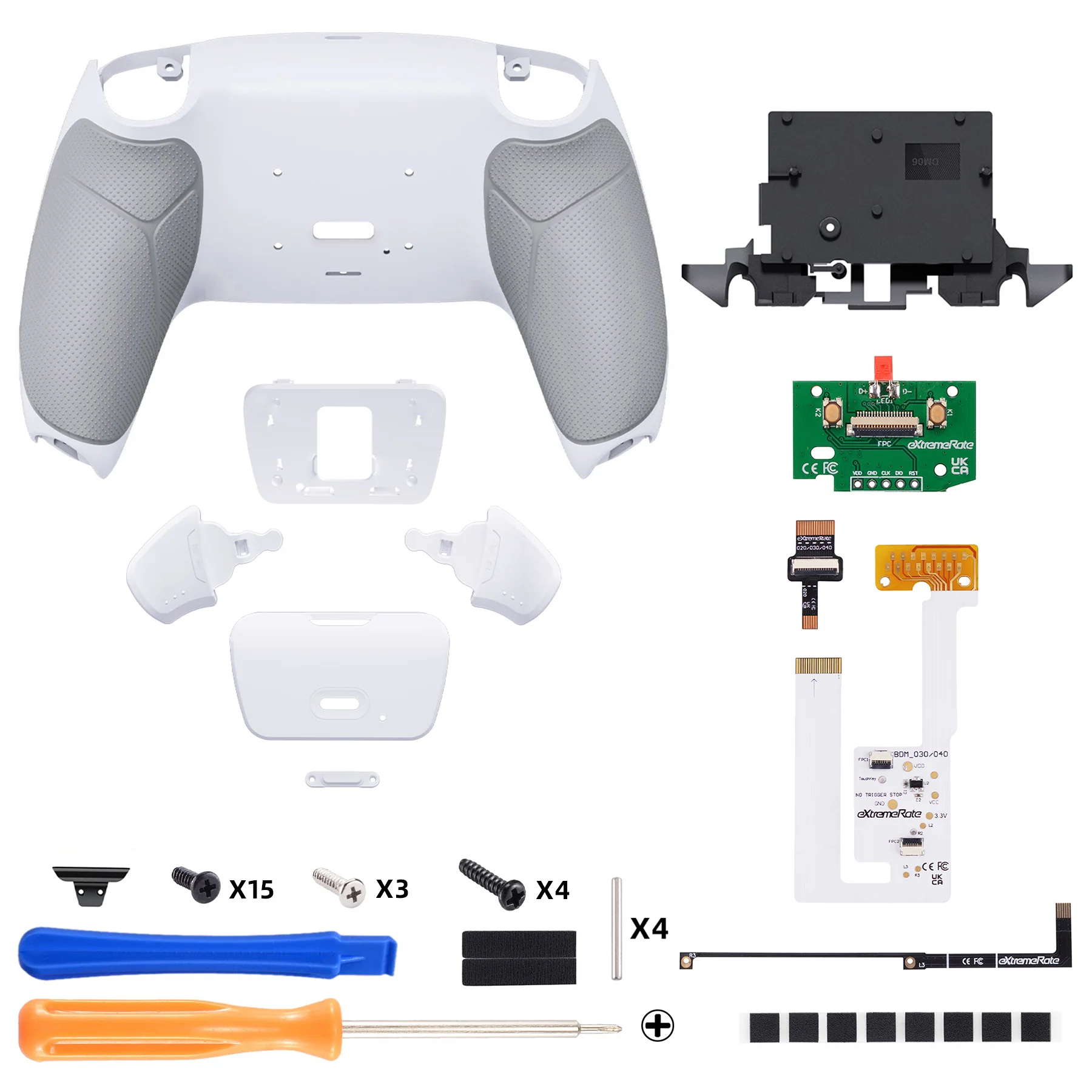 eXtremeRate Remappable RISE V4 Remap Kit for PS5 Controller BDM-030/040/050/060 - Rubberized White - Image 2