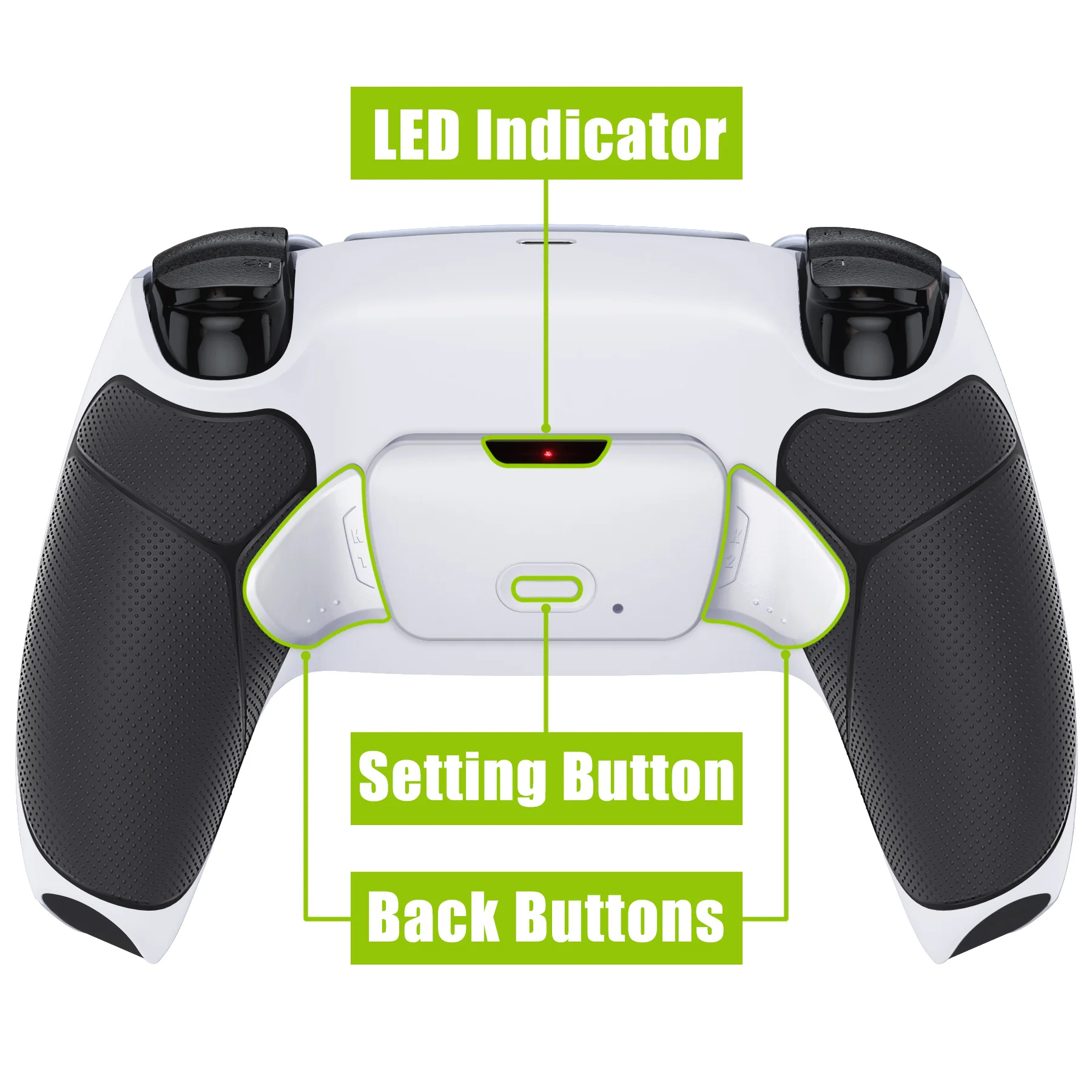 eXtremeRate Remappable RISE V4 Remap Kit for PS5 Controller BDM-030/040/050/060 - Rubberized White Black- White - Image 4