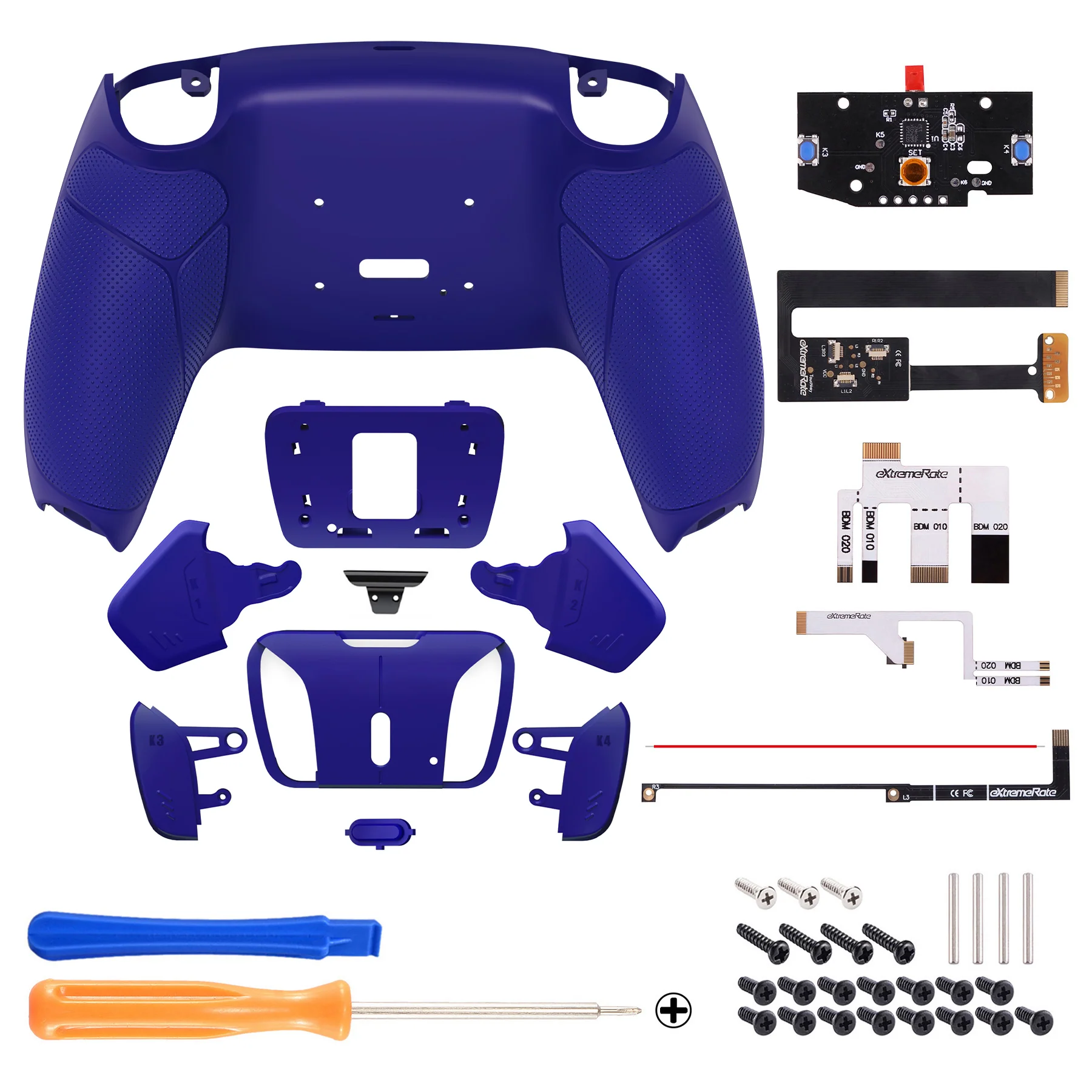 eXtremeRate Remappable RISE4 Remap Kit for PS5 Controller BDM-010/020 - Rubberized Cobalt Blue - Image 2