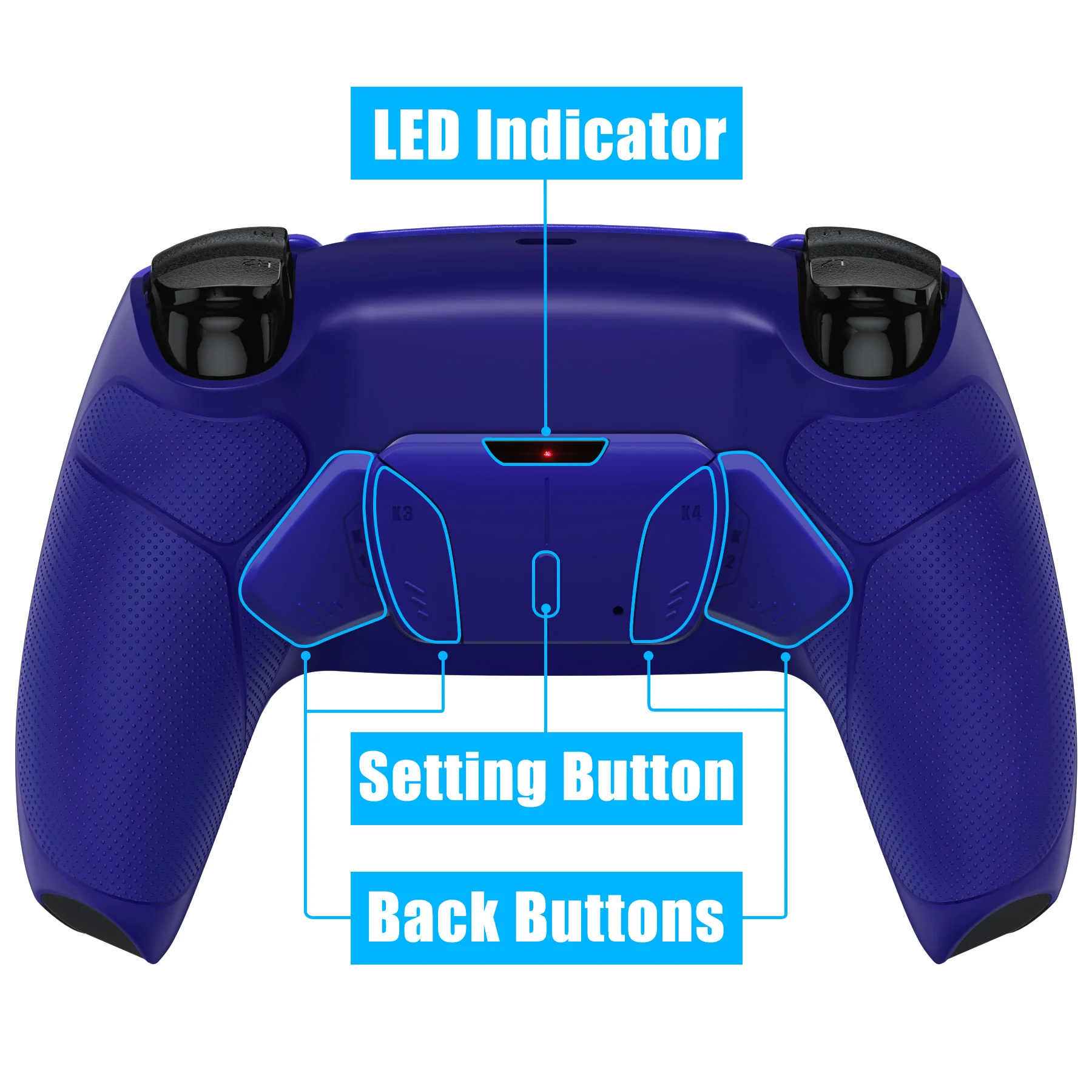 eXtremeRate Remappable RISE4 Remap Kit for PS5 Controller BDM-010/020 - Rubberized Cobalt Blue - Image 4