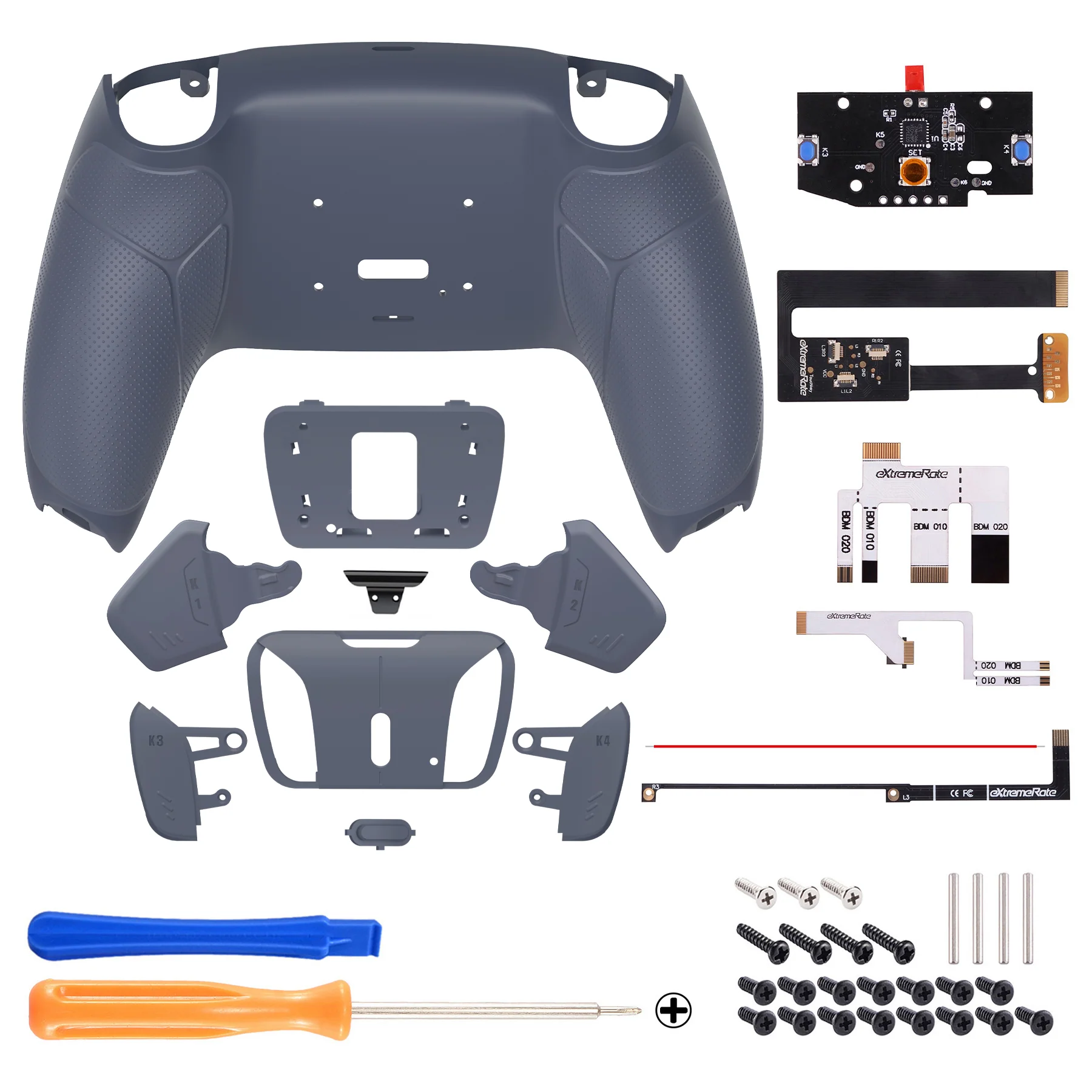 eXtremeRate Remappable RISE4 Remap Kit for PS5 Controller BDM-010/020 - Rubberized Sterling Silver - Image 2