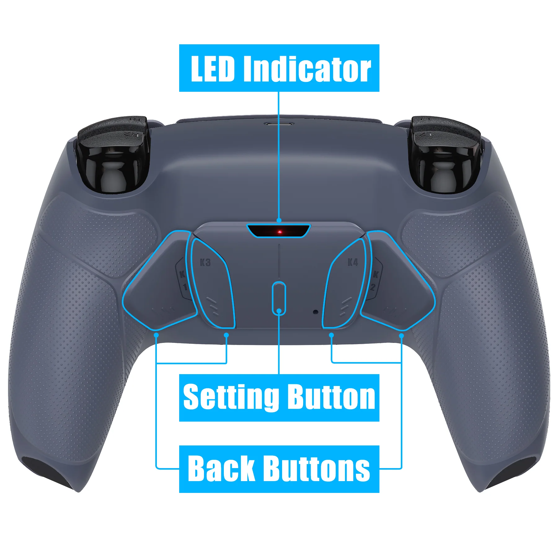 eXtremeRate Remappable RISE4 Remap Kit for PS5 Controller BDM-010/020 - Rubberized Sterling Silver - Image 4