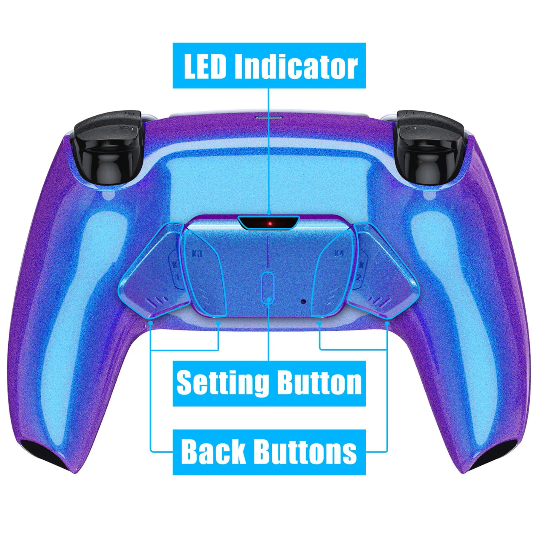 eXtremeRate Remappable RISE4 V3 Remap Kit for PS5 Controller BDM-030/040/050 - Chameleon Purple Blue - Image 4