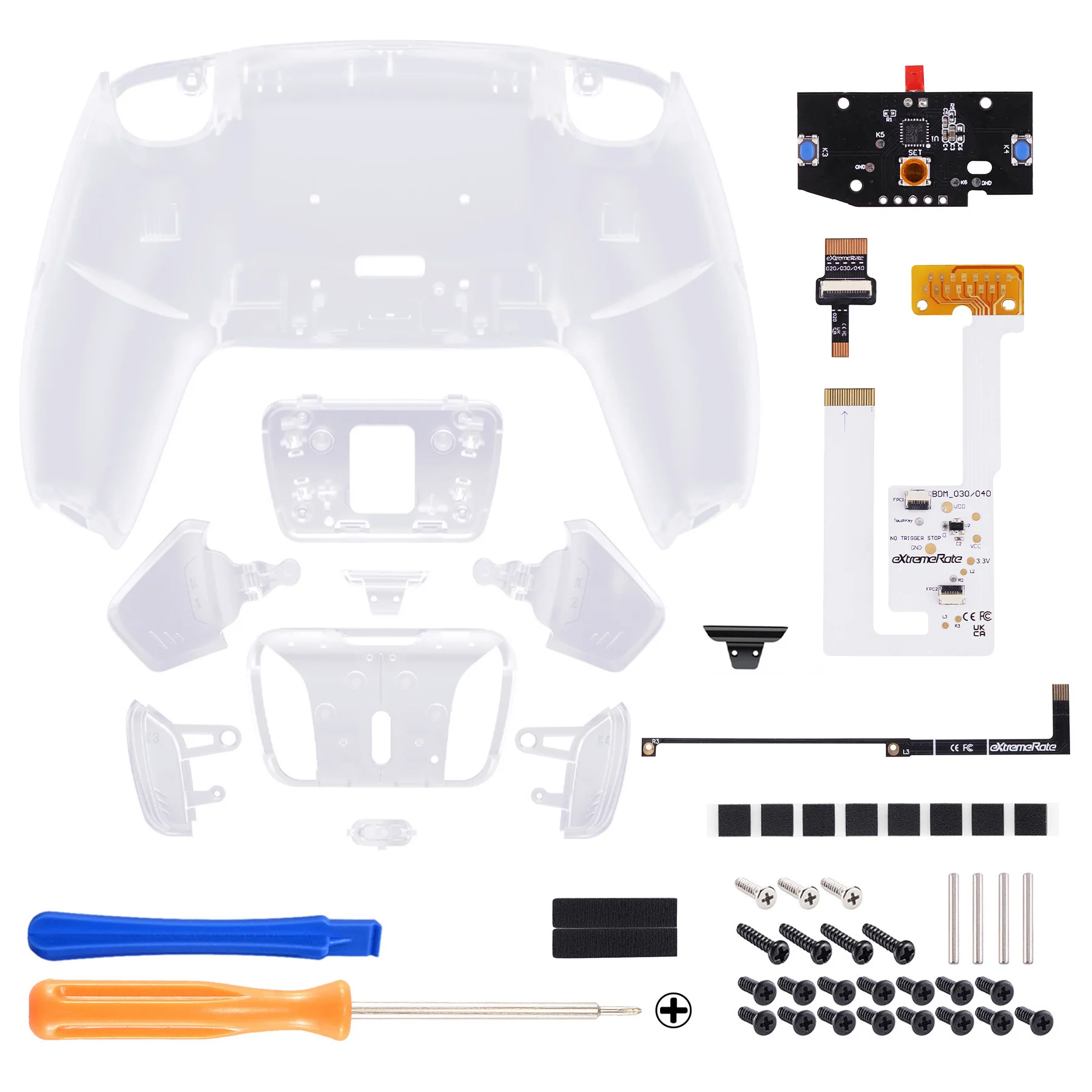 eXtremeRate Remappable RISE4 V3 Remap Kit for PS5 Controller BDM-030/040/050 - Clear - Image 2