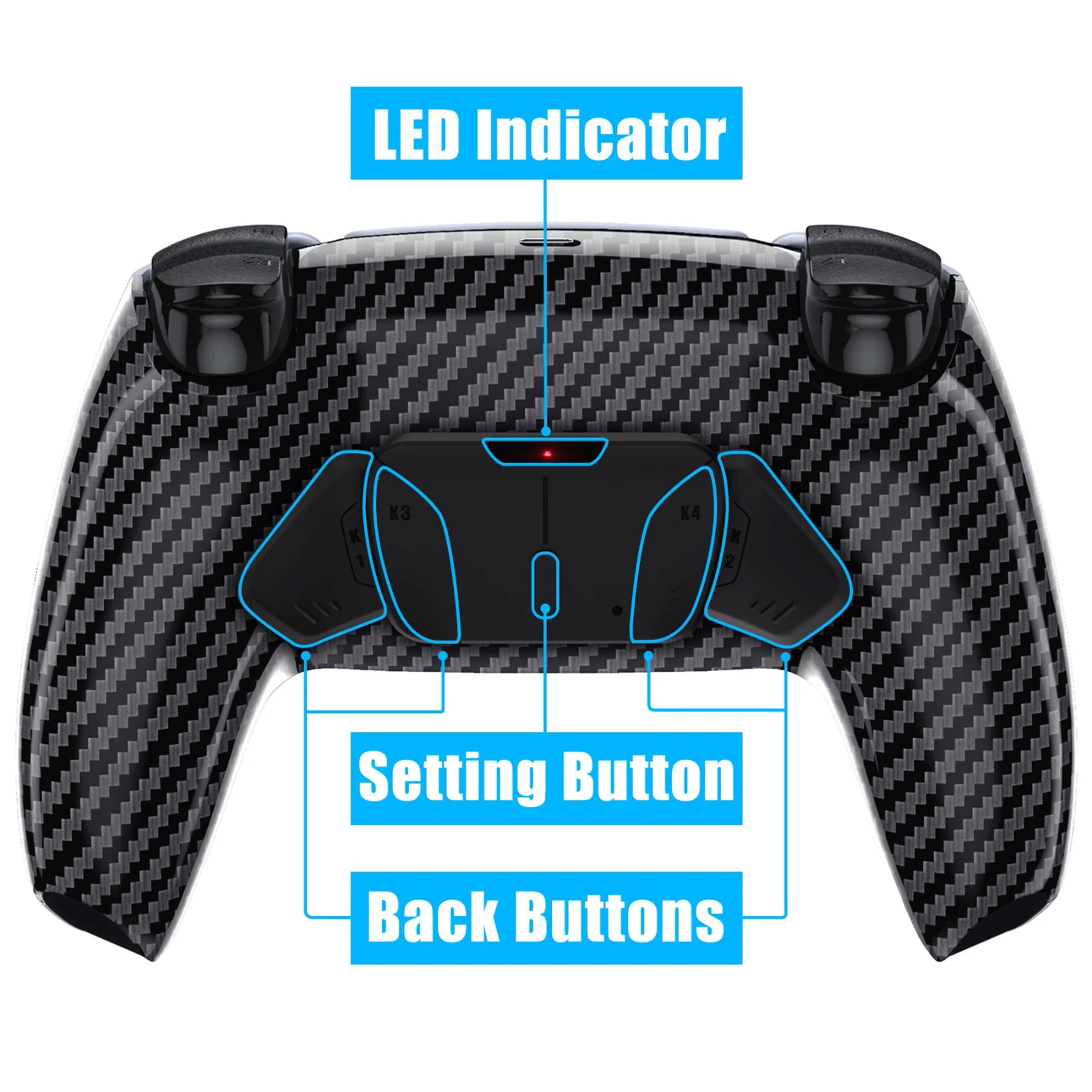 eXtremeRate Remappable RISE4 V3 Remap Kit for PS5 Controller BDM-030/040/050 - Graphite Carbon Fiber - Image 4