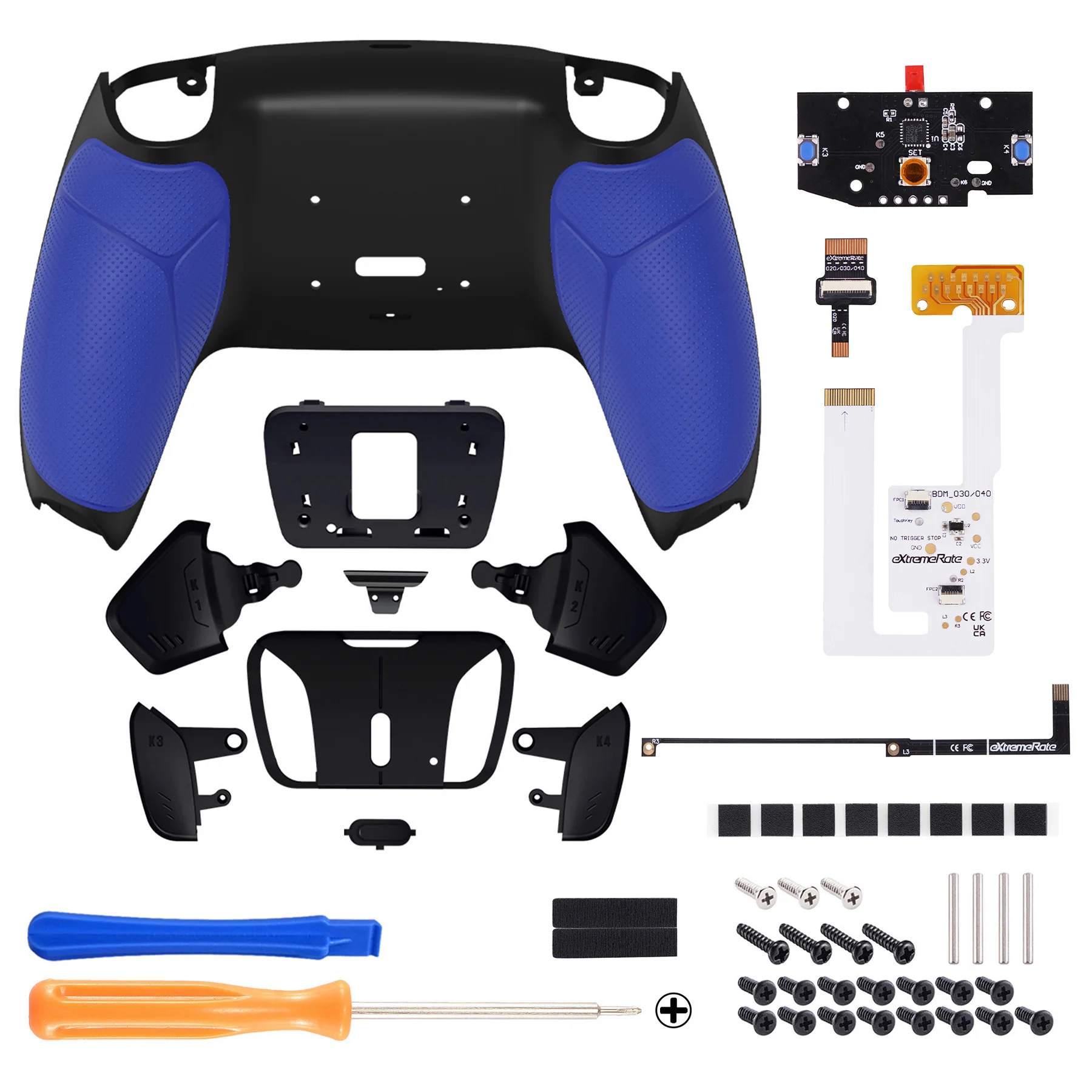 eXtremeRate Remappable RISE4 V3 Remap Kit for PS5 Controller BDM-030/040/050 - Rubberized Blue - Image 2