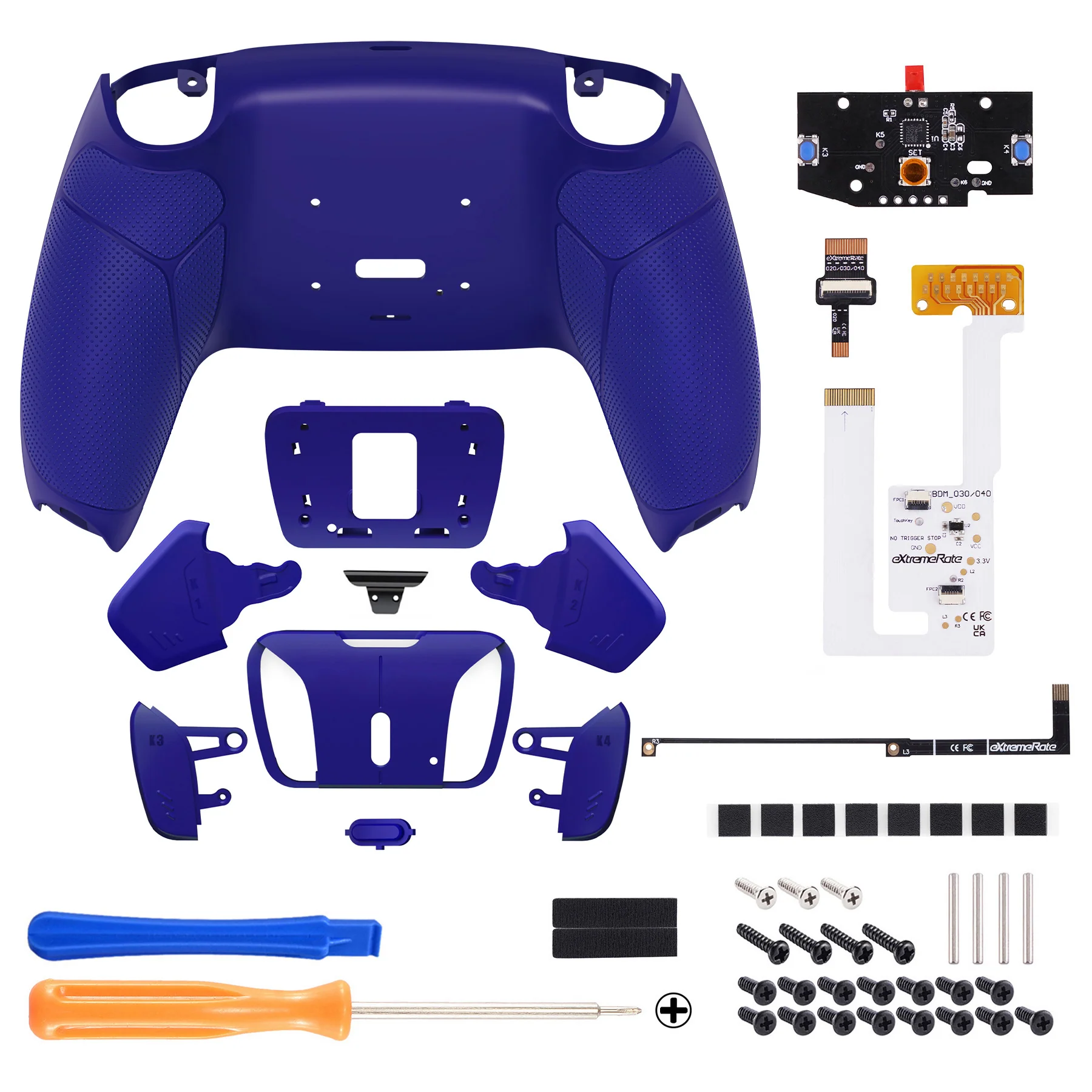 eXtremeRate Remappable RISE4 V3 Remap Kit for PS5 Controller BDM-030/040/050 - Rubberized Cobalt Blue - Image 2