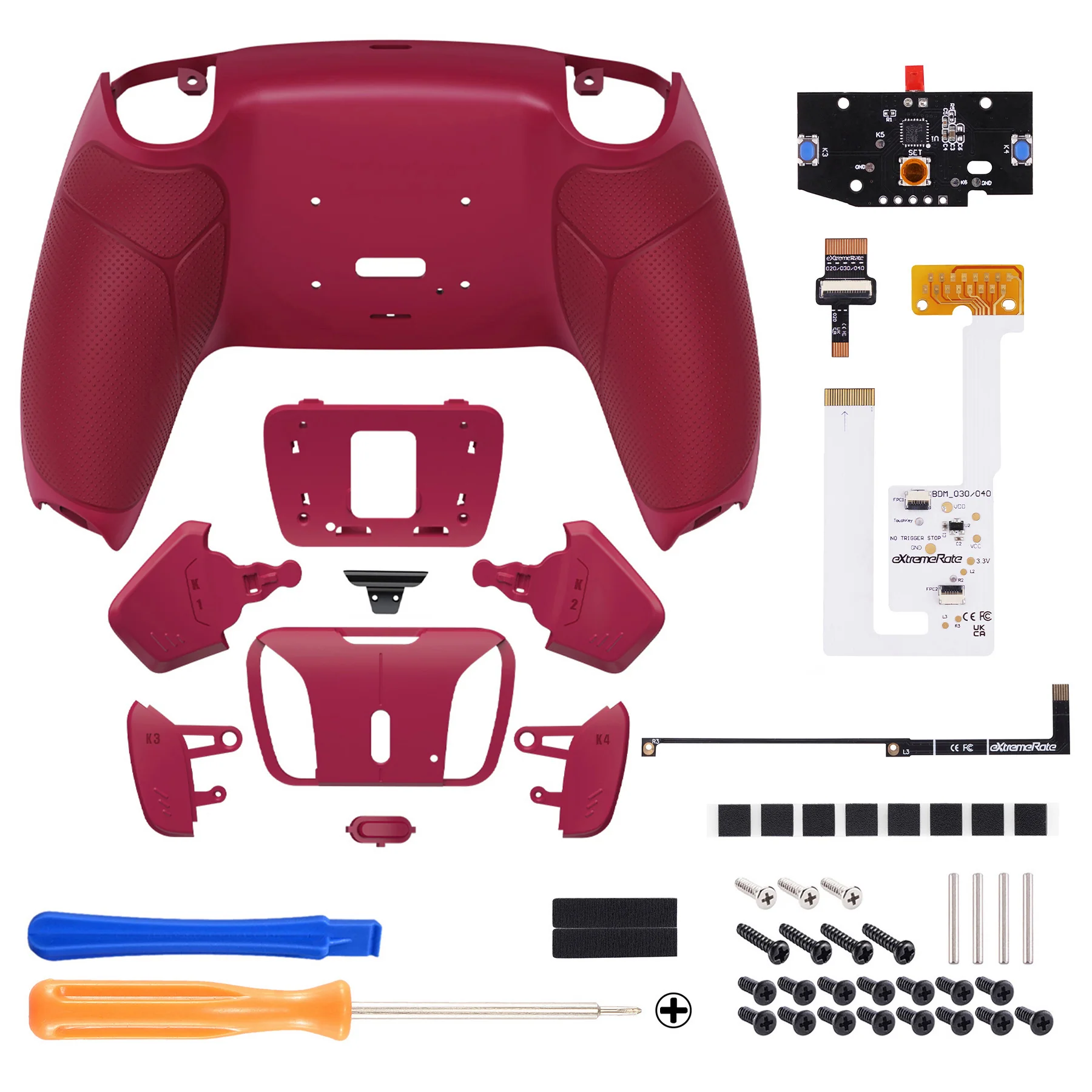 eXtremeRate Remappable RISE4 V3 Remap Kit for PS5 Controller BDM-030/040/050 - Rubberized Cosmic Red - Image 2