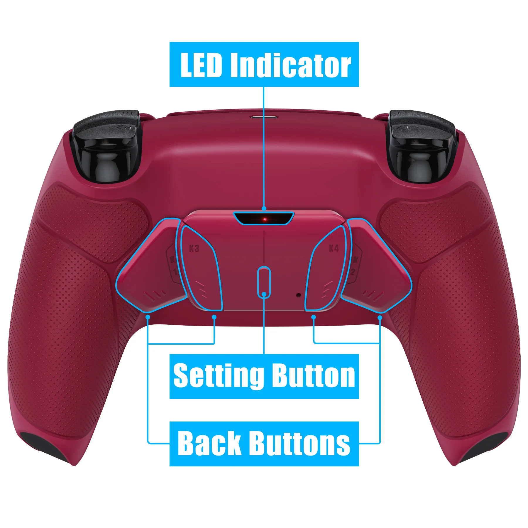 eXtremeRate Remappable RISE4 V3 Remap Kit for PS5 Controller BDM-030/040/050 - Rubberized Cosmic Red - Image 4
