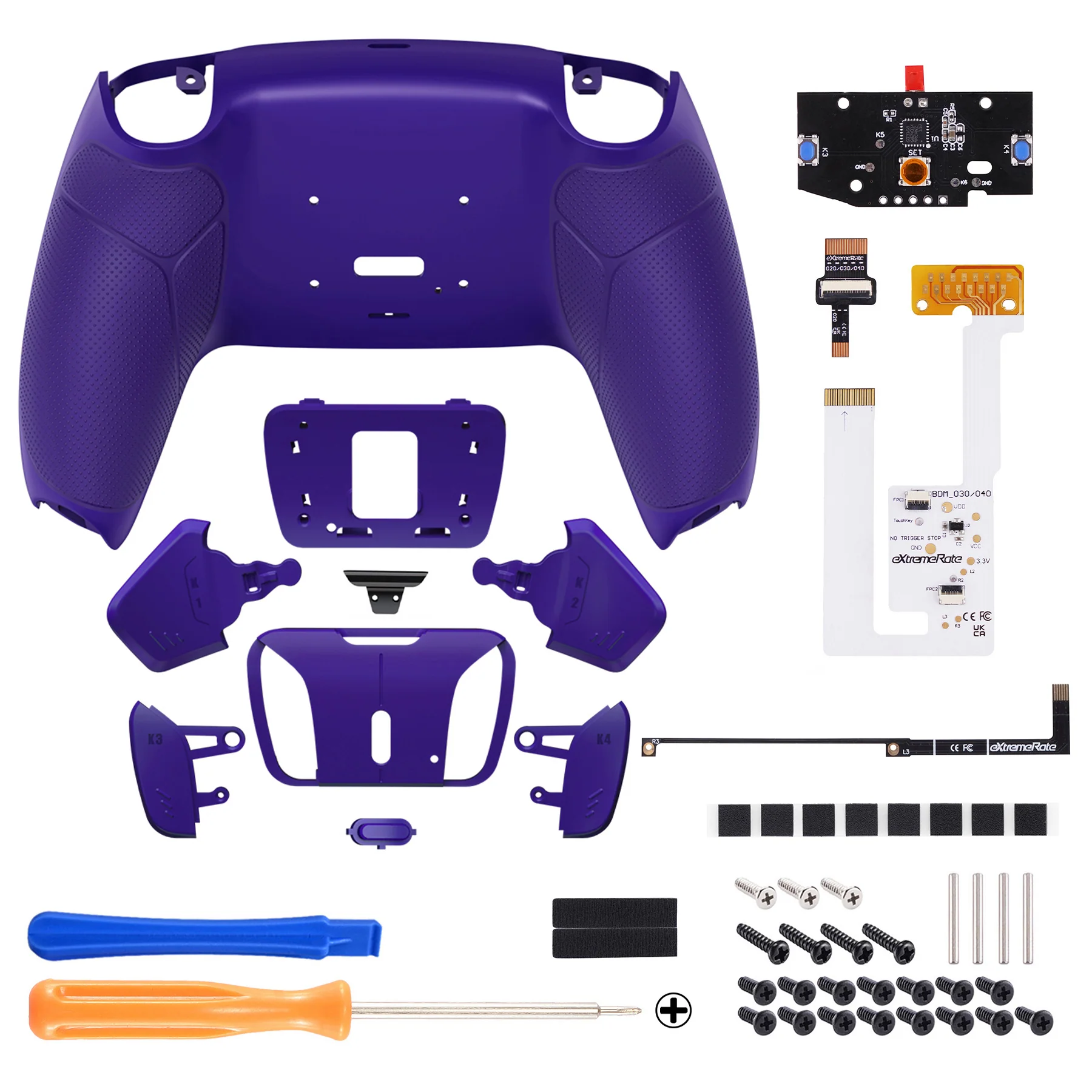 eXtremeRate Remappable RISE4 V3 Remap Kit for PS5 Controller BDM-030/040/050 - Rubberized Galactic Purple - Image 2