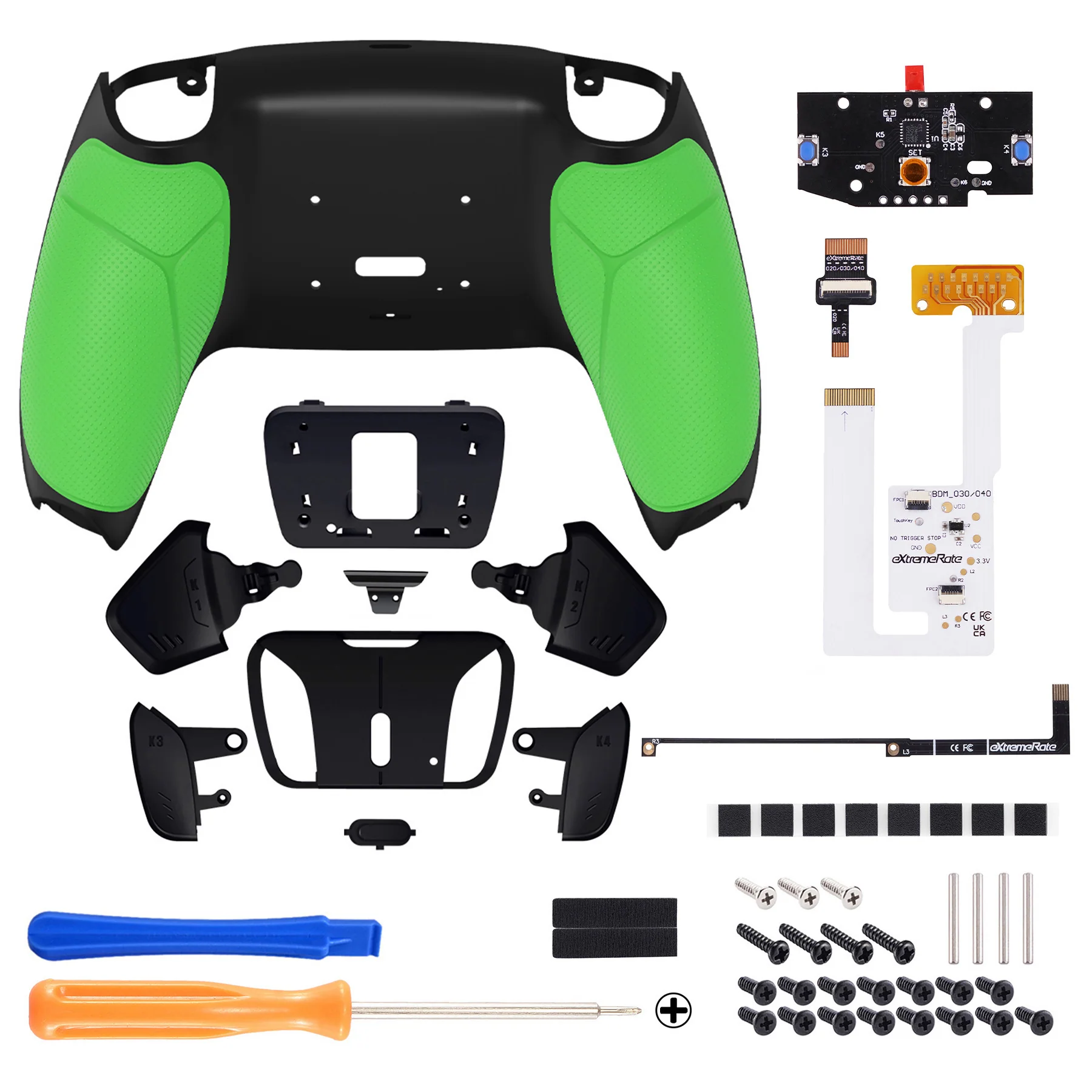 eXtremeRate Remappable RISE4 V3 Remap Kit for PS5 Controller BDM-030/040/050 - Rubberized Green - Image 2