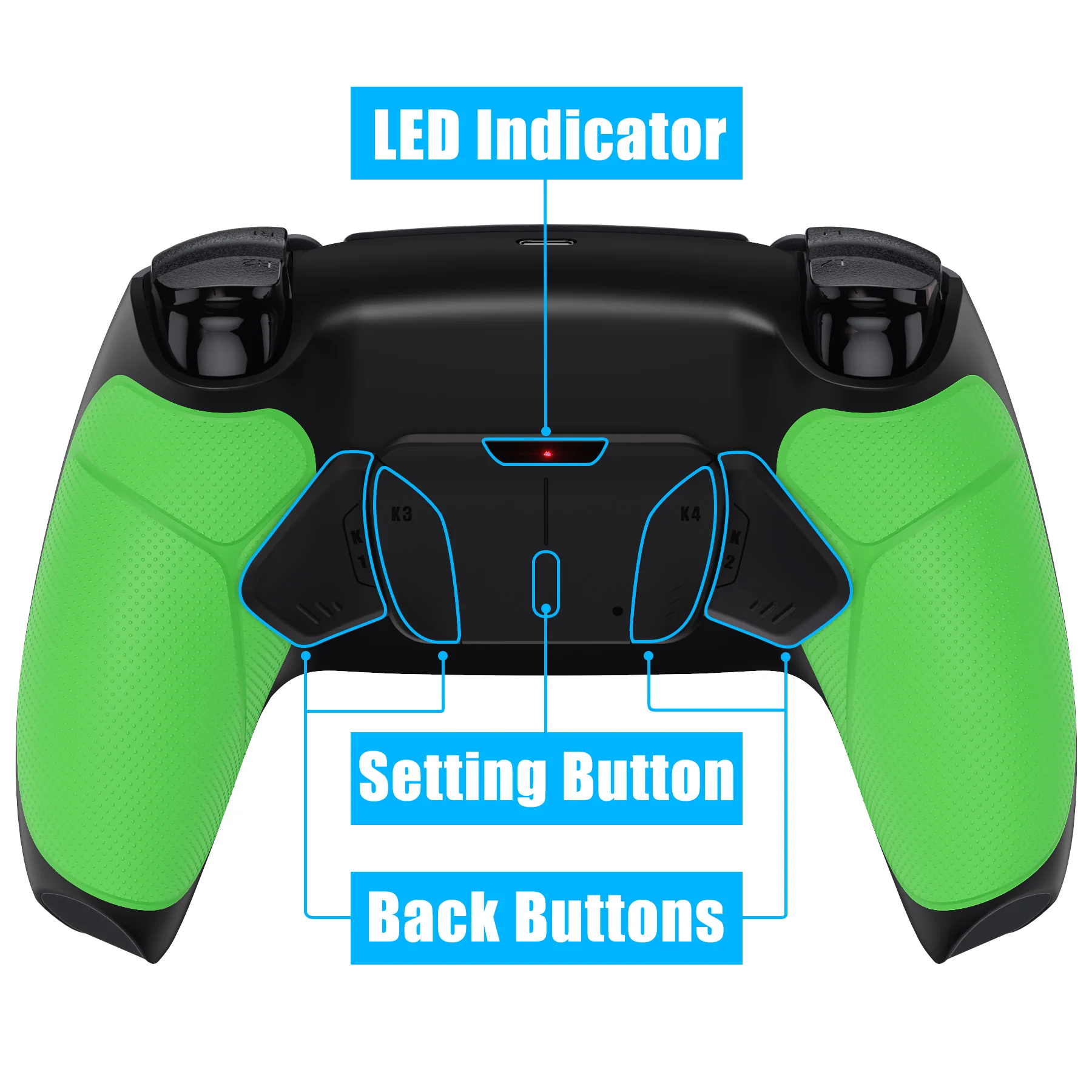 eXtremeRate Remappable RISE4 V3 Remap Kit for PS5 Controller BDM-030/040/050 - Rubberized Green - Image 4