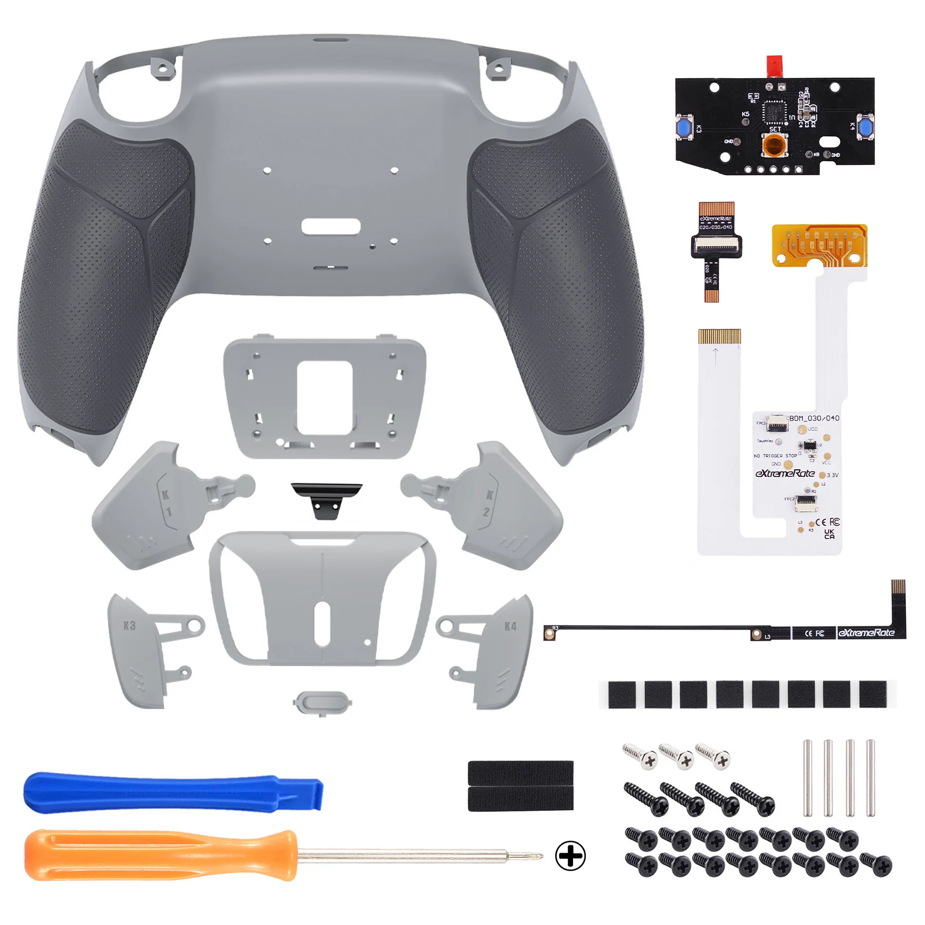 eXtremeRate Remappable RISE4 V3 Remap Kit for PS5 Controller BDM-030/040/050 - Rubberized New Hope Gray & Classic Gray - Image 2