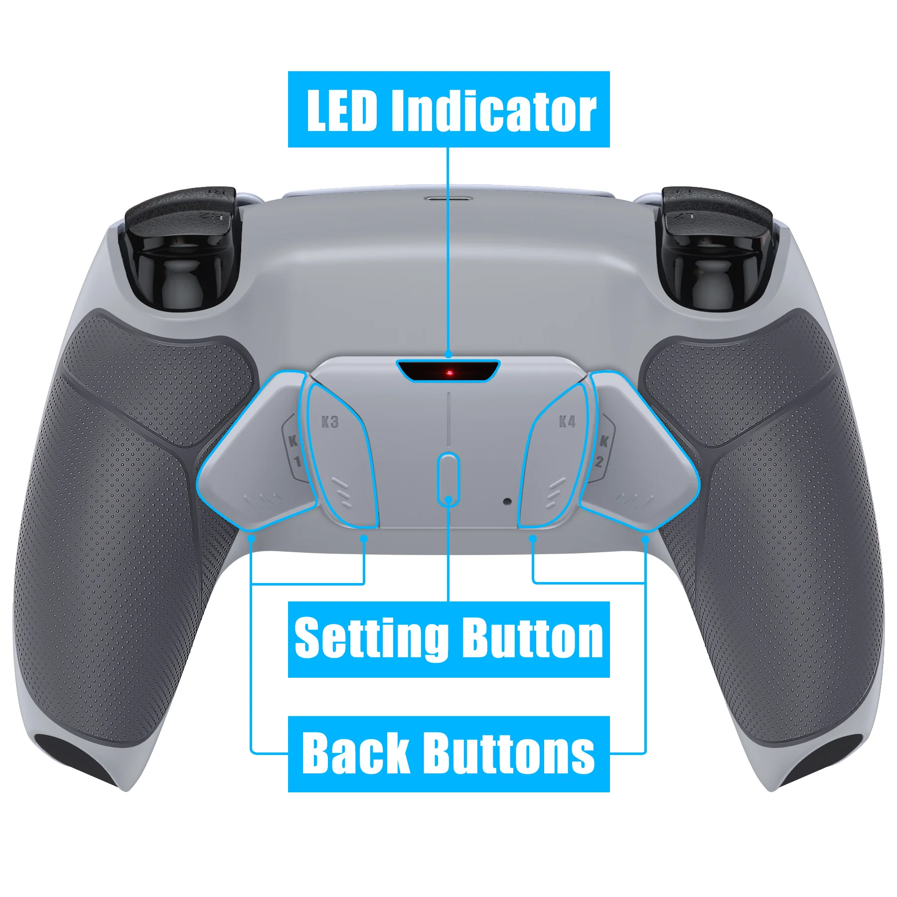 eXtremeRate Remappable RISE4 V3 Remap Kit for PS5 Controller BDM-030/040/050 - Rubberized New Hope Gray & Classic Gray - Image 4