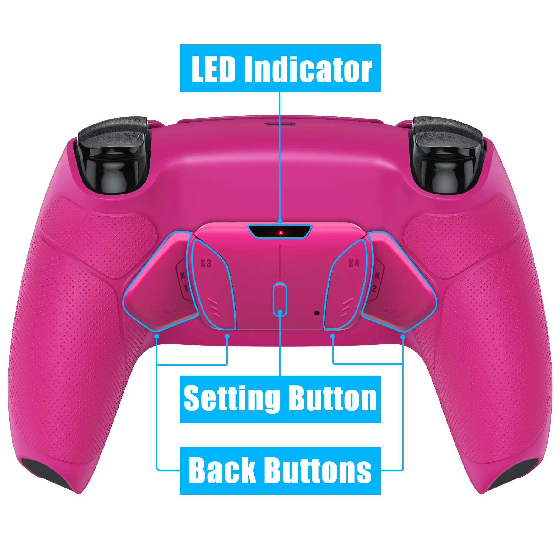 eXtremeRate Remappable RISE4 V3 Remap Kit for PS5 Controller BDM-030/040/050 - Rubberized Nova Pink - Image 4