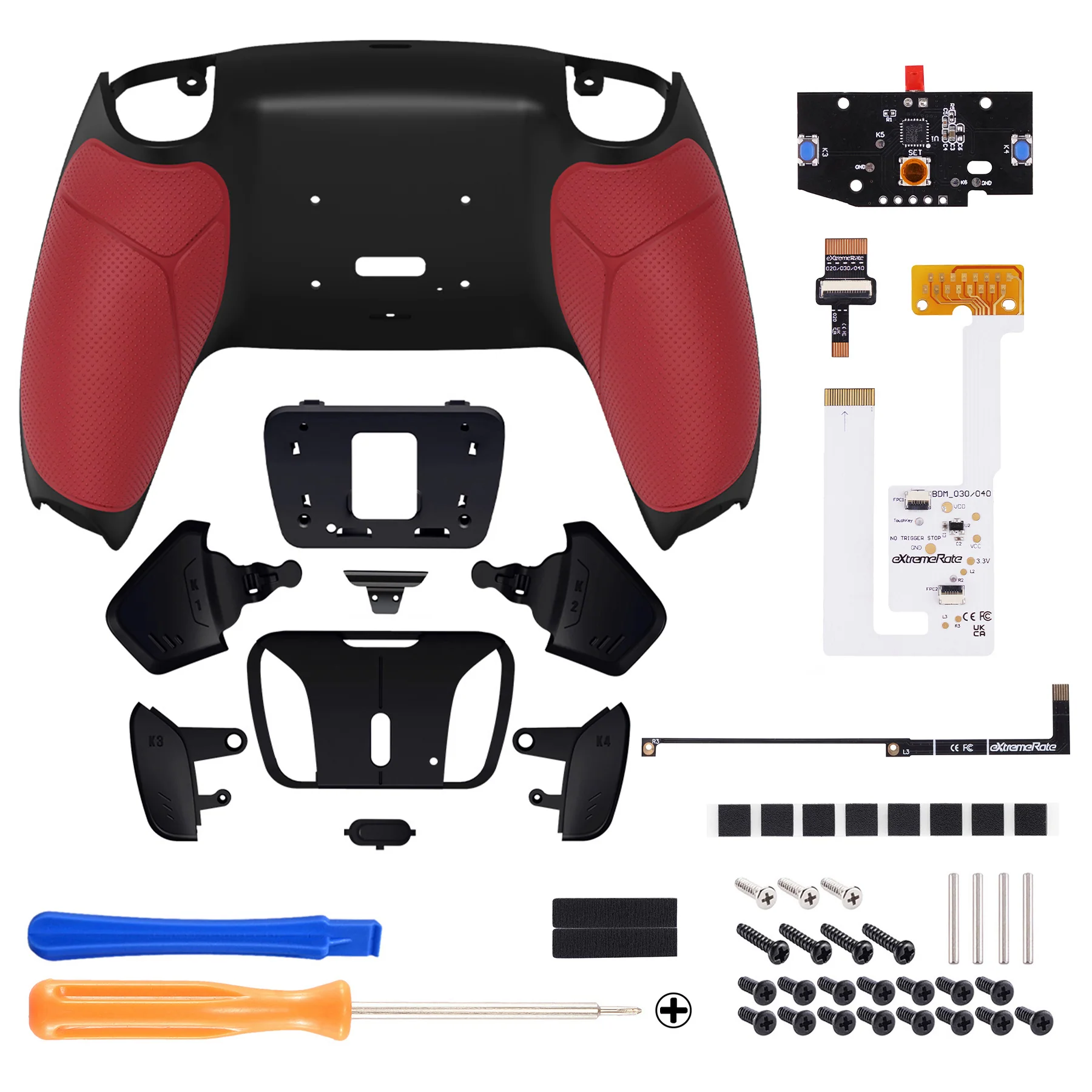 eXtremeRate Remappable RISE4 V3 Remap Kit for PS5 Controller BDM-030/040/050 - Rubberized Red - Image 2