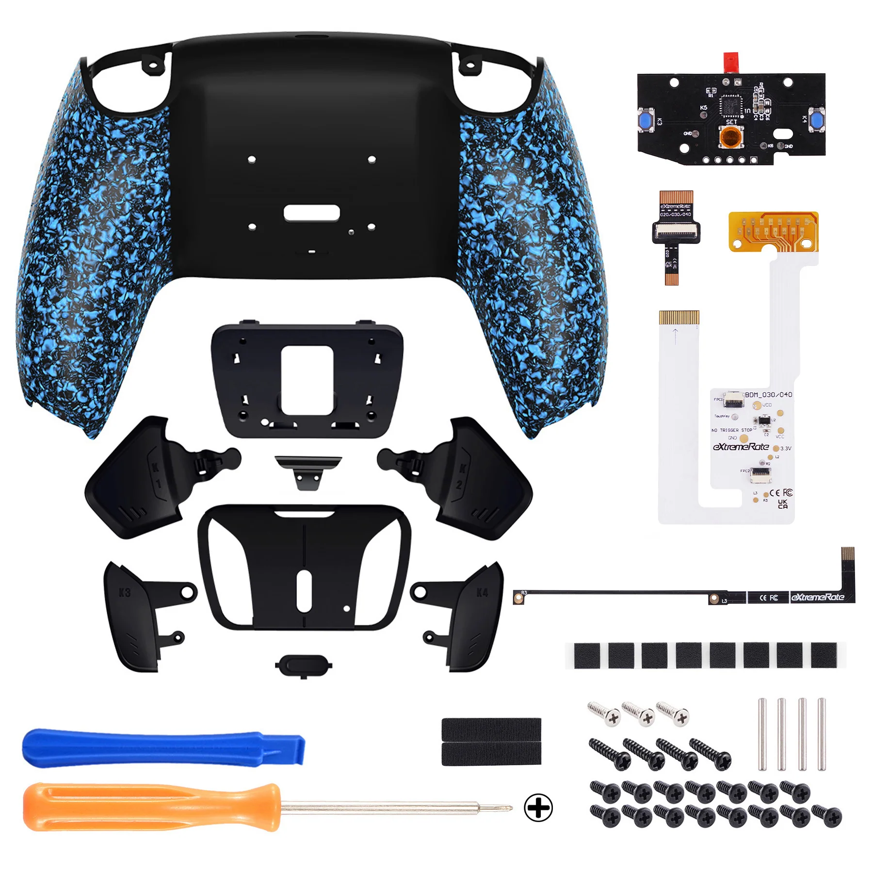 eXtremeRate Remappable RISE4 V3 Remap Kit for PS5 Controller BDM-030/040/050 - Textured Blue - Image 2