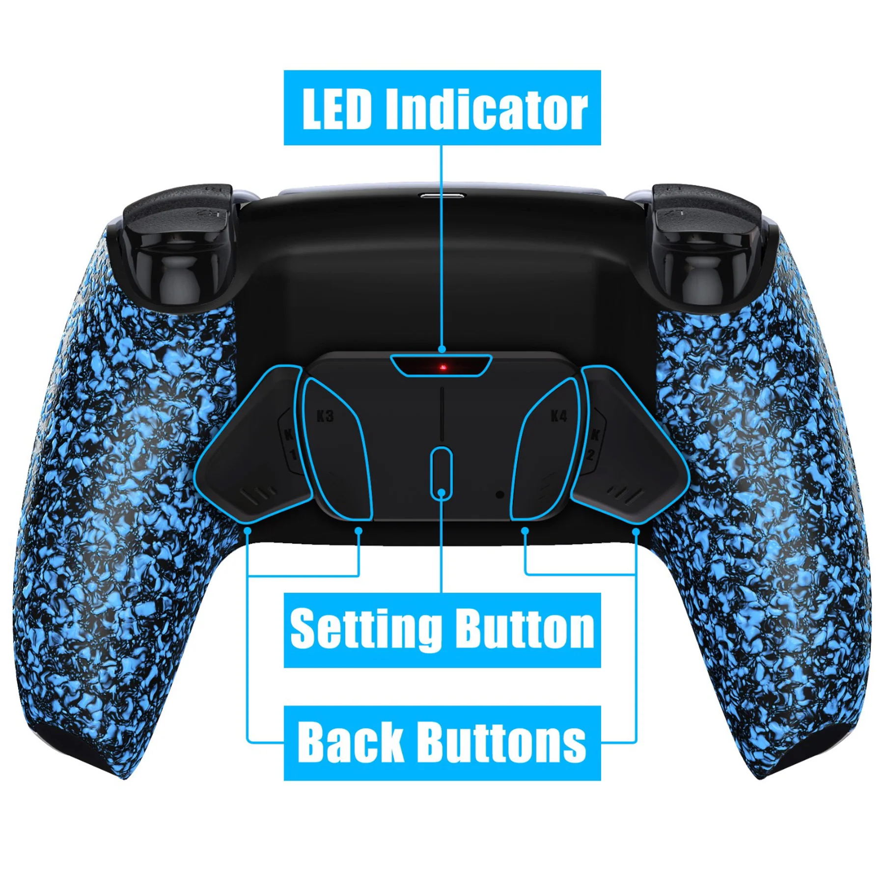 eXtremeRate Remappable RISE4 V3 Remap Kit for PS5 Controller BDM-030/040/050 - Textured Blue - Image 4