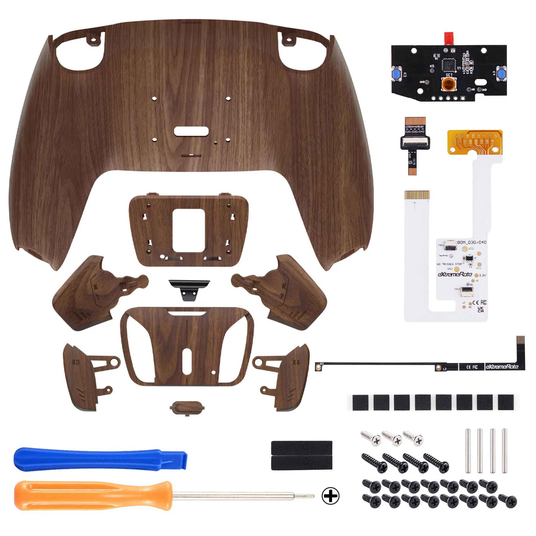 eXtremeRate Remappable RISE4 V3 Remap Kit for PS5 Controller BDM-030/040/050 - Wood Grain - Image 2